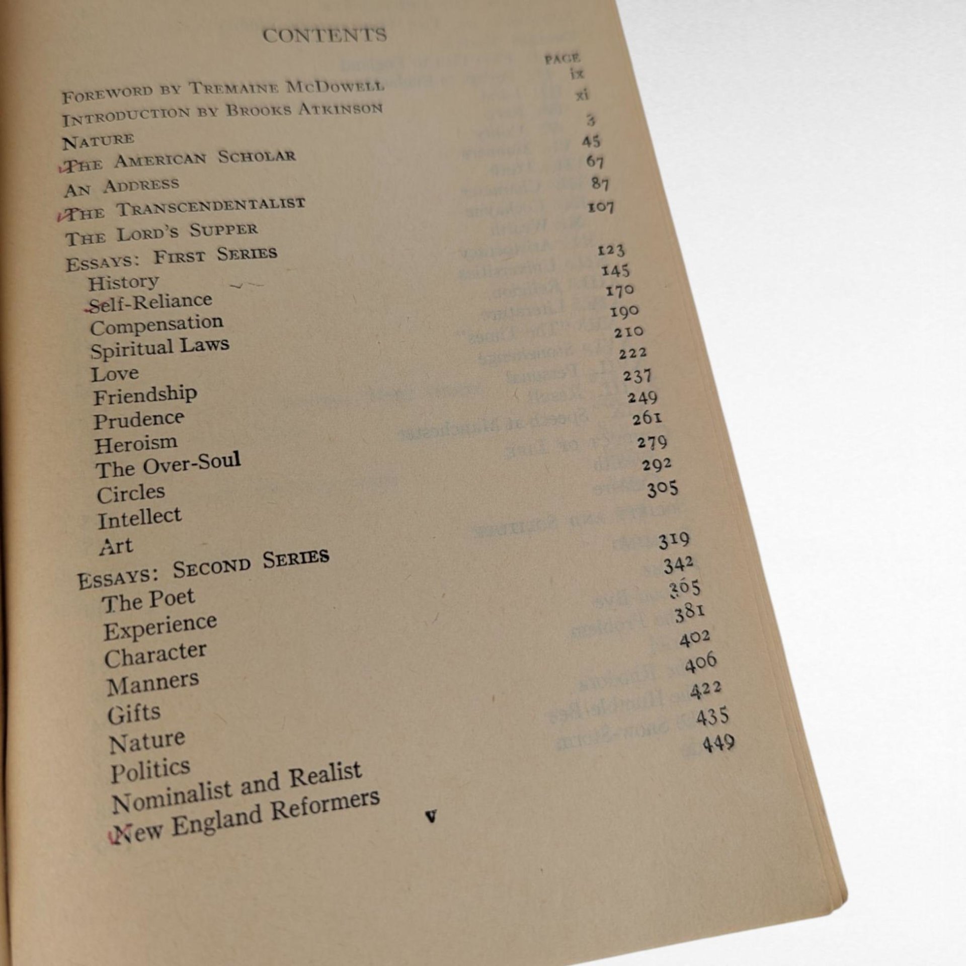 1950 The Selected Writings of Ralph Waldo Emerson, Modern Library College Edition, Softcover Book, Classic Literature
