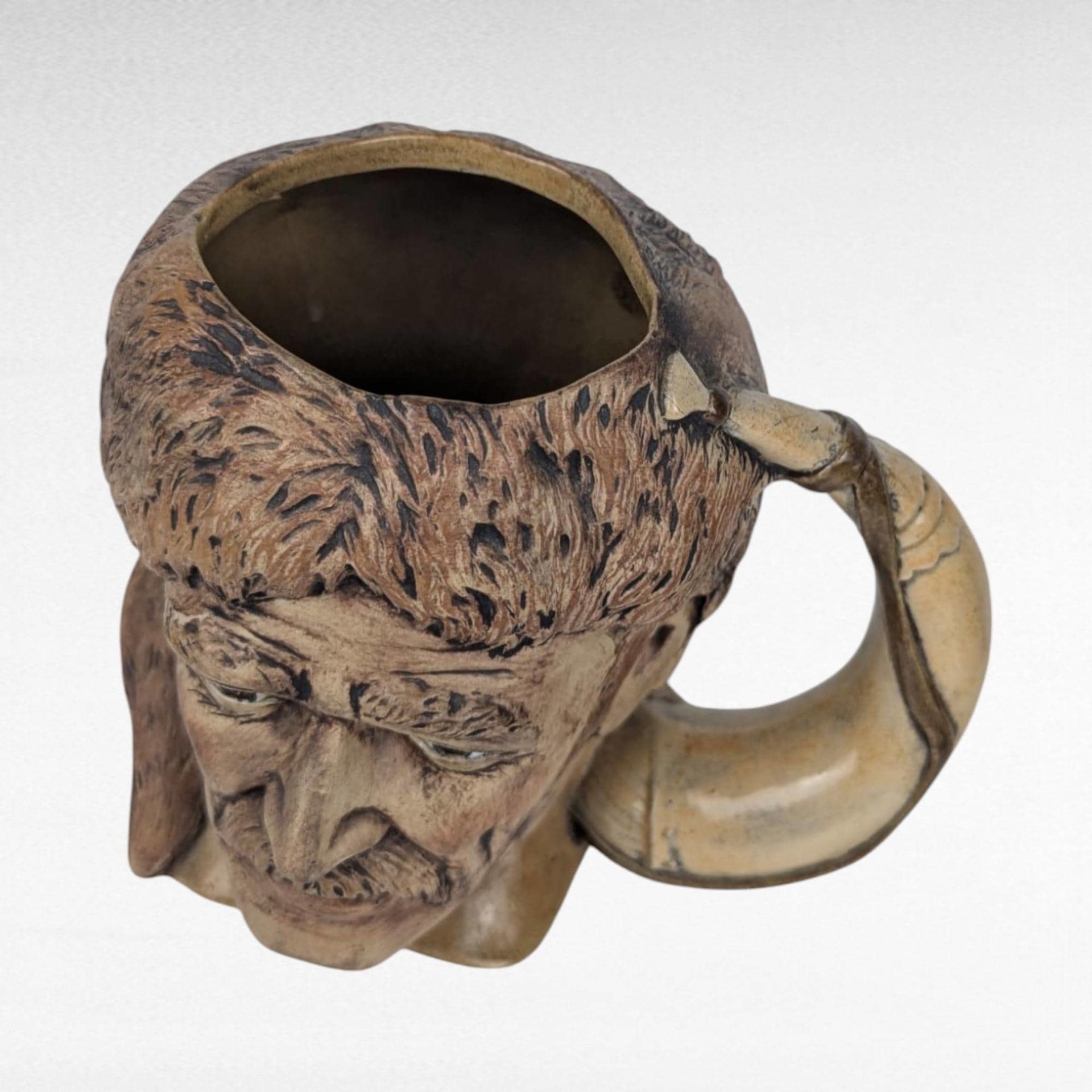 1976 Davy Crockett Ceramic Mug, American Frontier Collectible, Coonskin Cap Portrait Mug