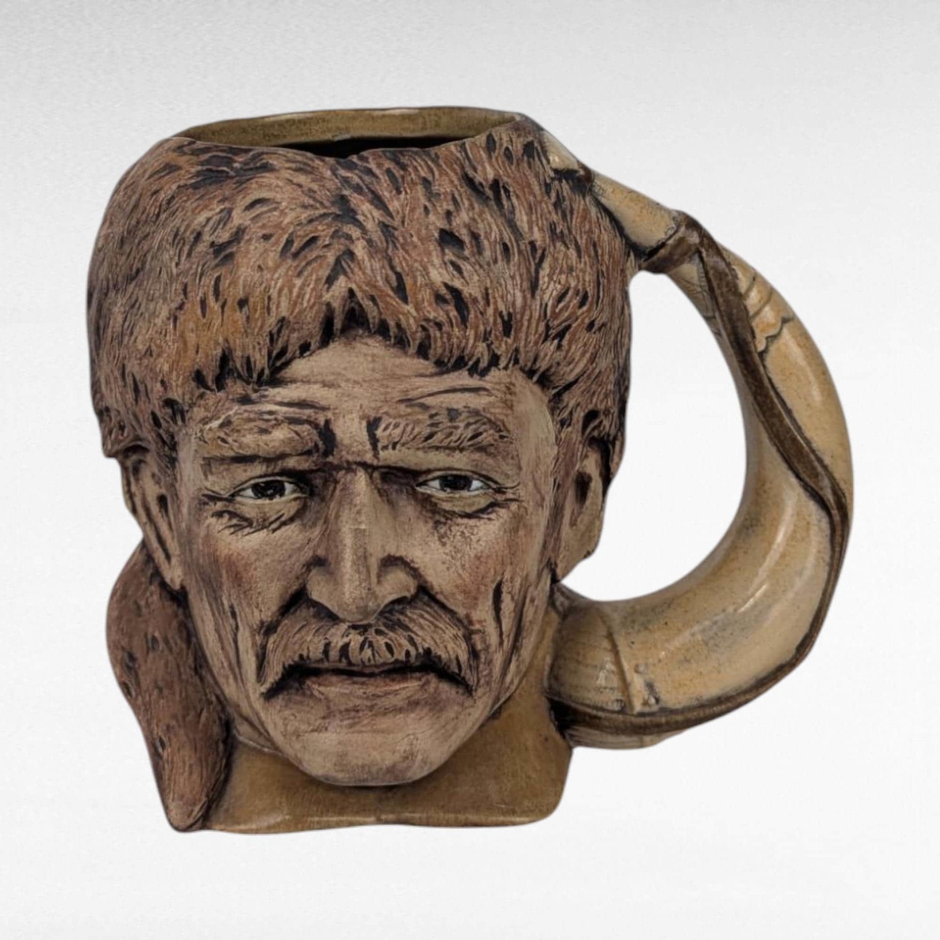 1976 Davy Crockett Ceramic Mug, American Frontier Collectible, Coonskin Cap Portrait Mug