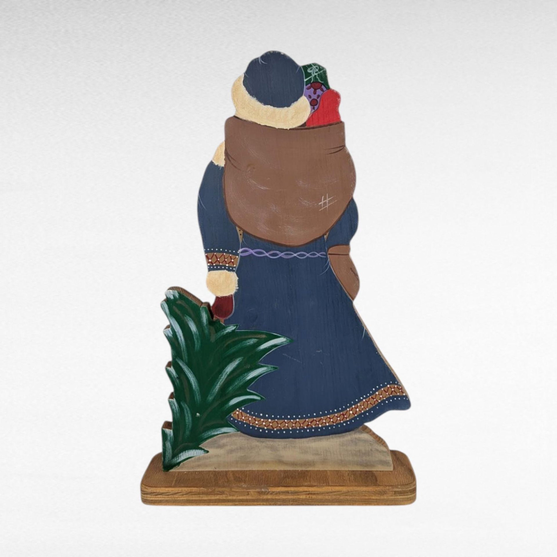 Vintage Hand Painted Santa Figure, Wooden Folk Art Santa, Holiday Decor, Handmade Christmas, Detailed Santa, Unique Christmas Gift