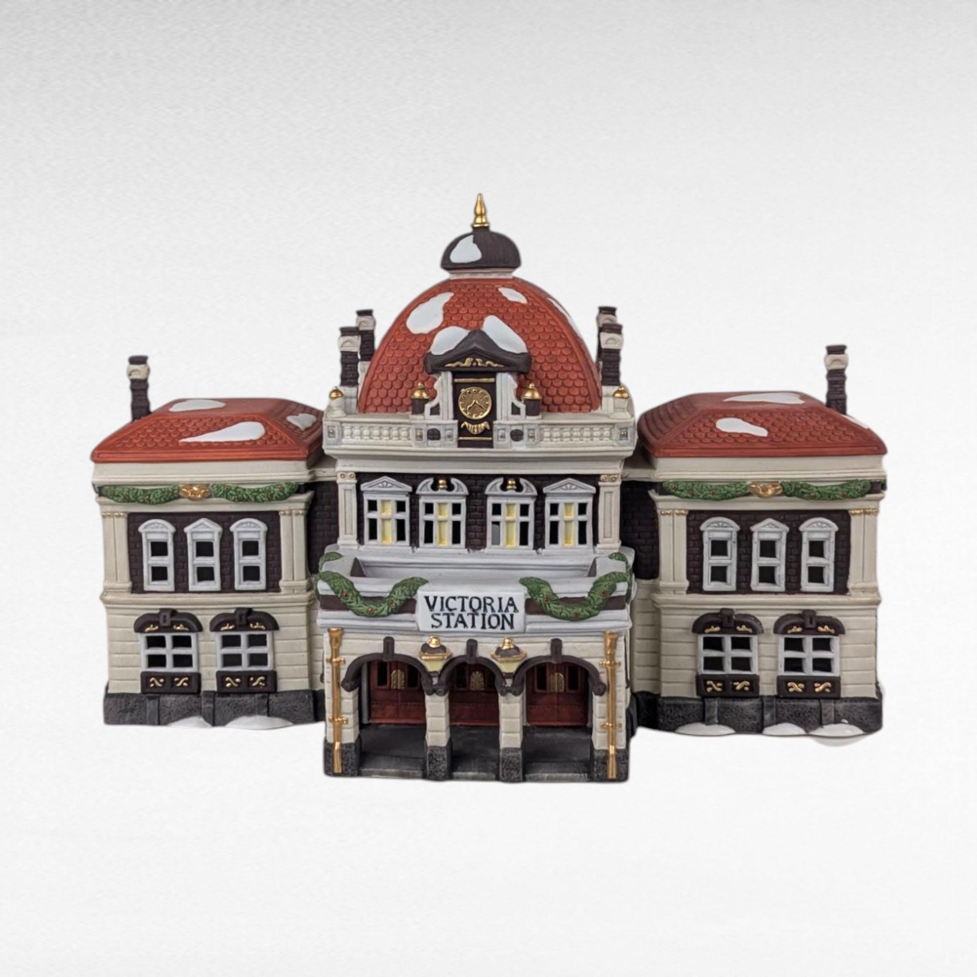 1989 Dept 56 Victoria Station, Dickens Village Building, Lit Christmas Village Display, Holiday Decor, Collectible Building