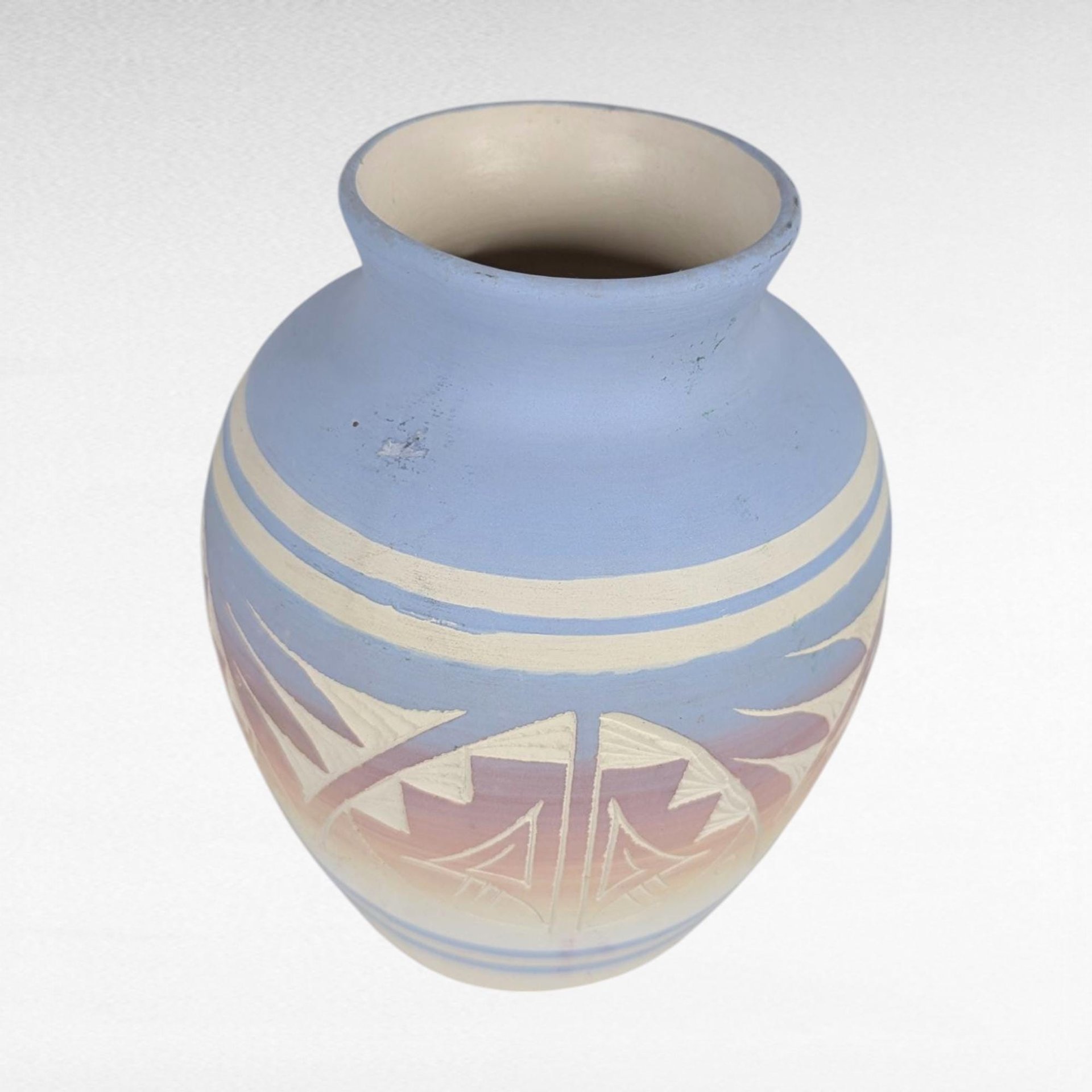 Set of 4 Vintage Signed Navajo Pottery Vases, Hand-Etched Native American Vases, Pastel Pottery, Desert Decor, Southwestern Art