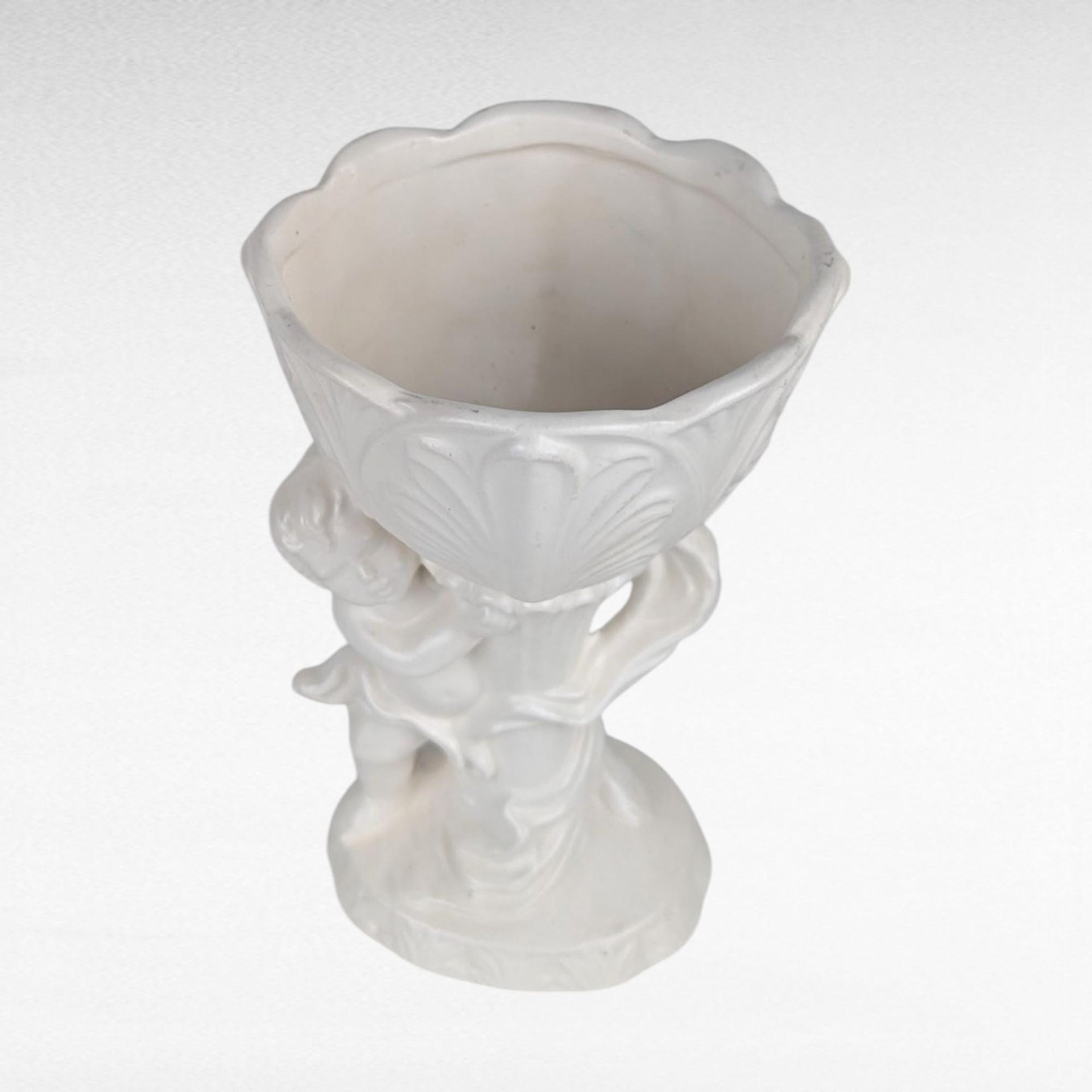 Vintage Napcoware White Ceramic Bowl with Cherub, Angel Vase, Floral Decor, Collectible Vase, Cherub Planter, Home Decor, Vintage Napco