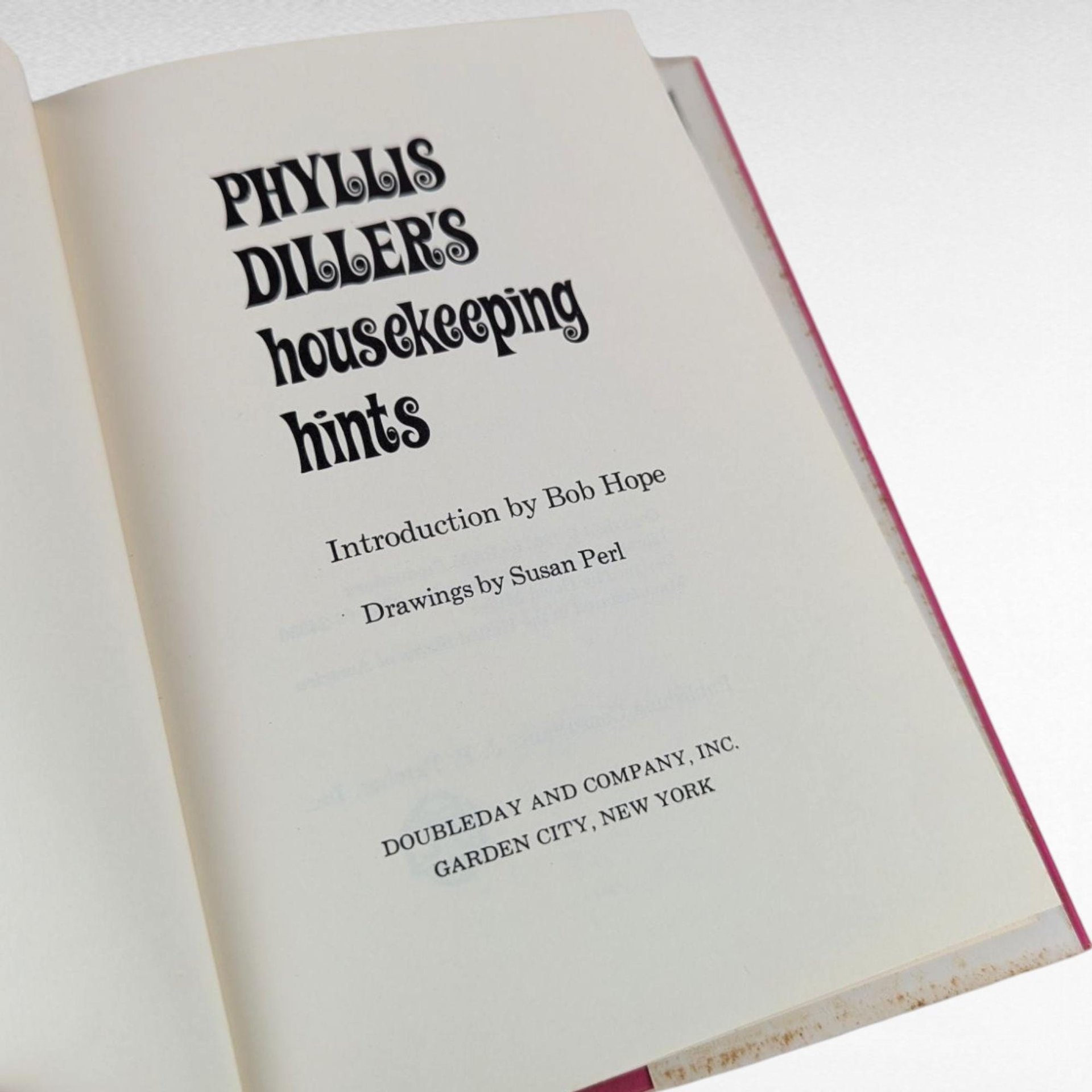 1966 Phyllis Diller's Housekeeping Hints, Hardcover Book, Comedy Humor, Vintage Cookbook, Celebrity Book, Bob Hope Intro, Susan Perl Art