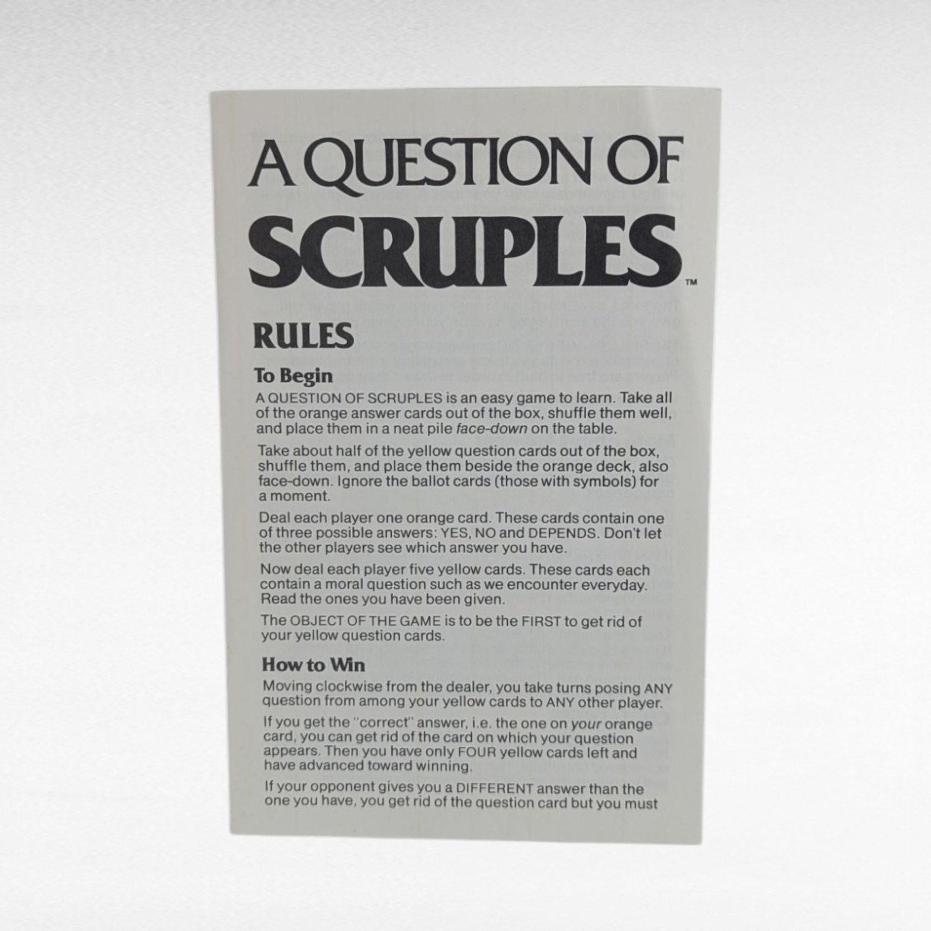 1984 High Game A Question of Scruples, Complete Vintage Board Game, Ethical Dilemma Game, Party Game, Conversation Starter