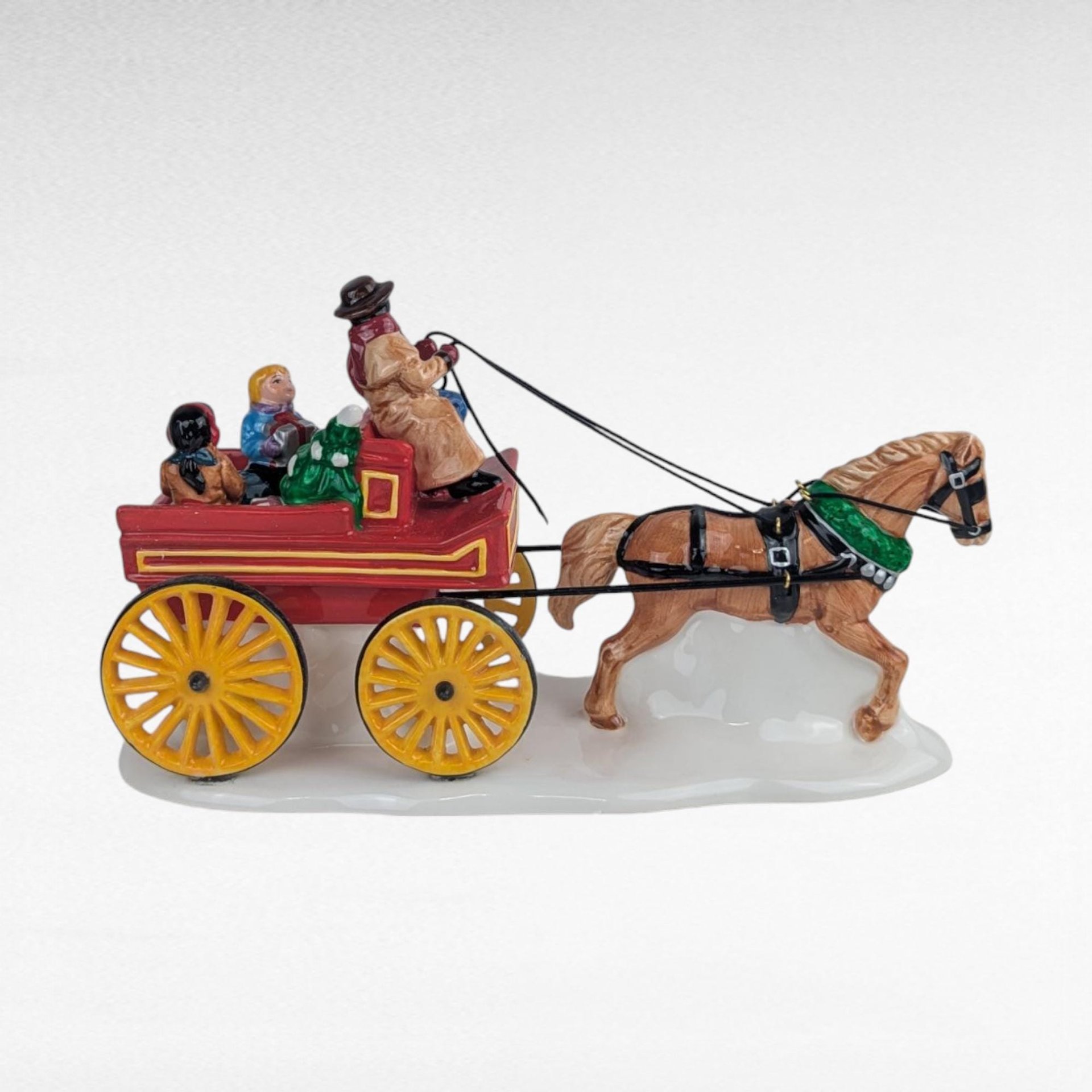 Vintage Dept 56 Buckboard Accessory, Snow Village Horse and Wagon Figurine, Holiday Village Display Piece, Collector Gift
