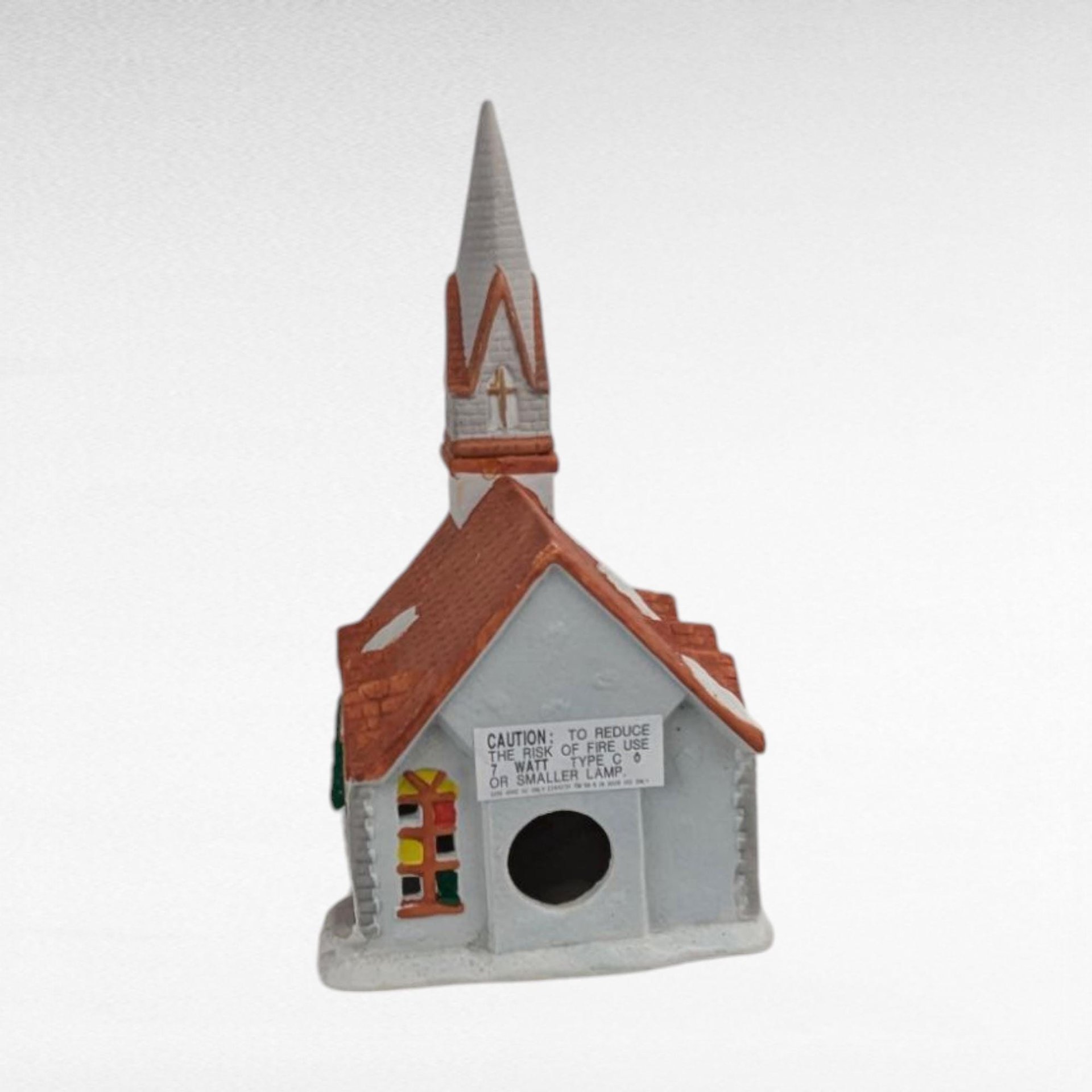 1989 Rex and Lee Ceramic Church Building, Vintage Village Display Piece, Hand-Painted Church Decor, Holiday Village Addition