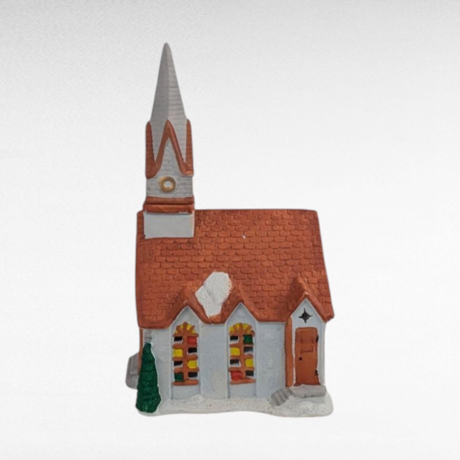 1989 Rex and Lee Ceramic Church Building, Vintage Village Display Piece, Hand-Painted Church Decor, Holiday Village Addition
