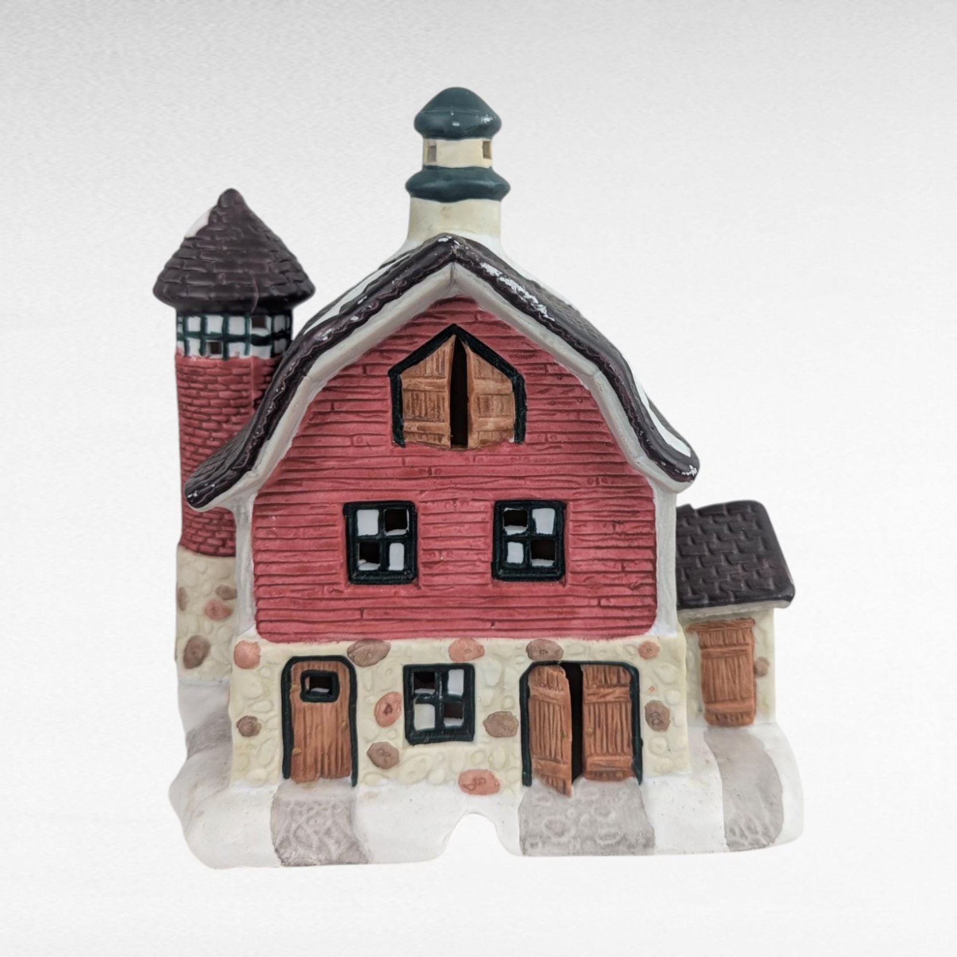 1993 Seasonal Specialties North Pole Dairy, Lighted Christmas Village Building, Vintage Holiday Display, Ceramic Barn