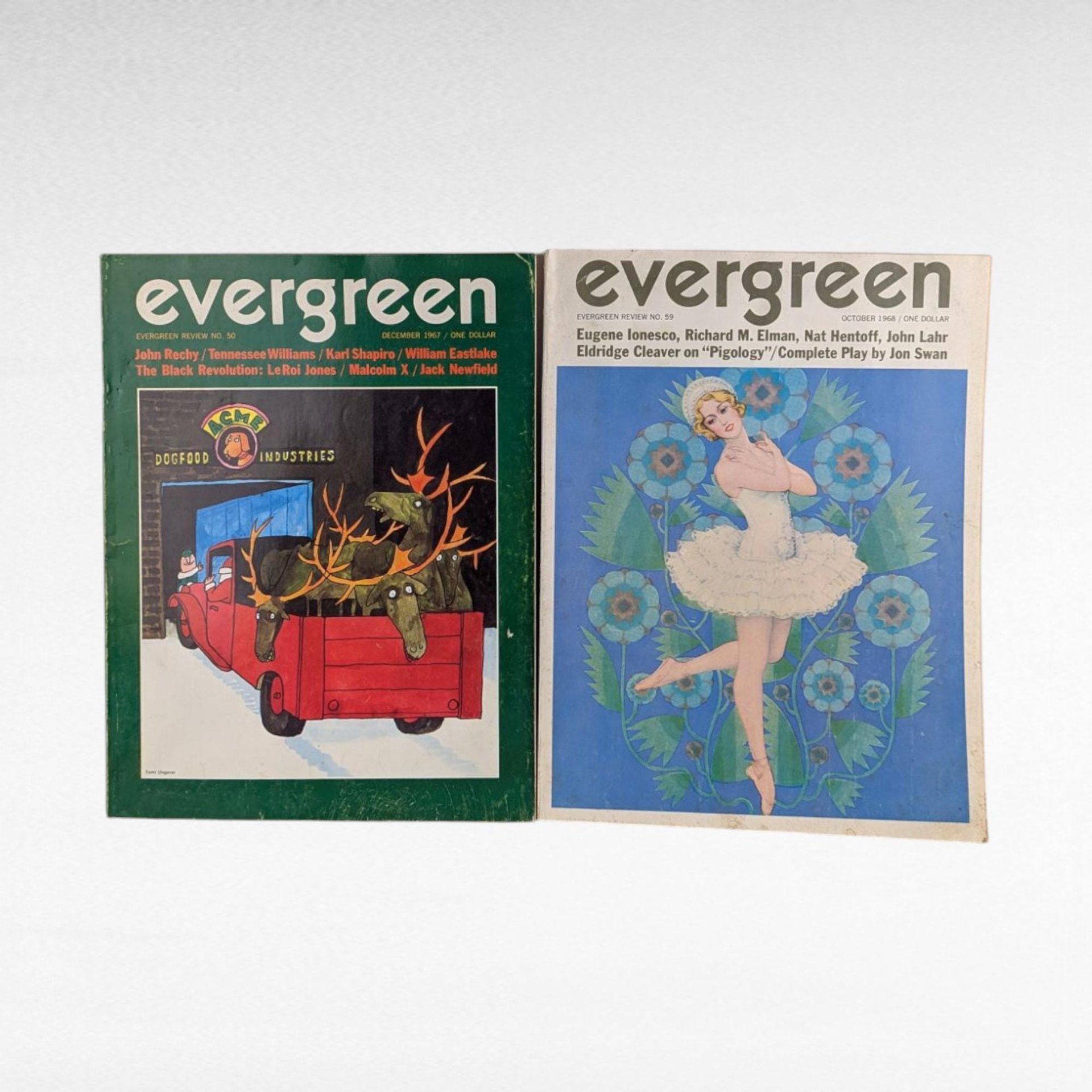 1967-68 Evergreen Magazine Pair, Vintage Literary Journal, Counterculture Publication, Beat Generation Collectible