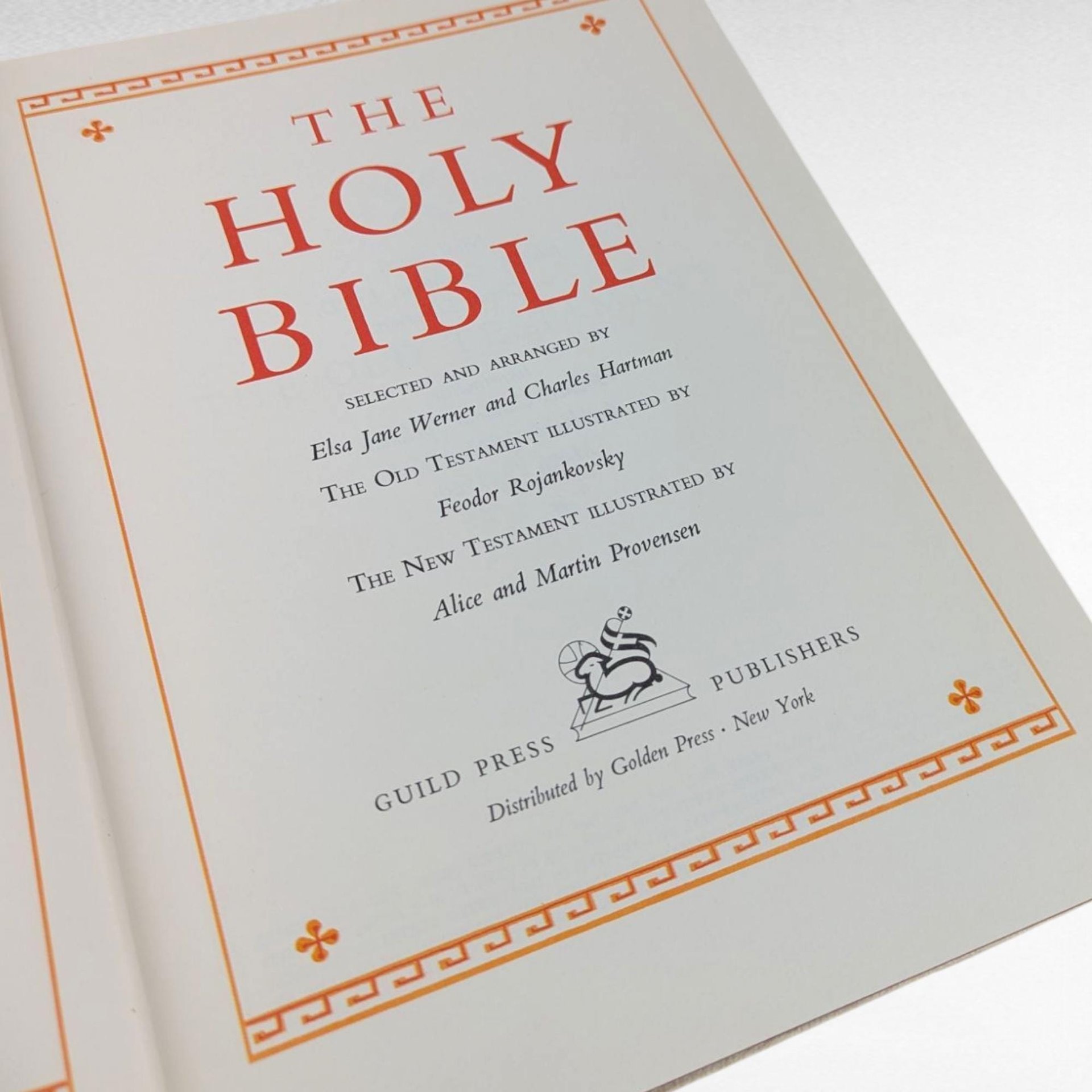 Vintage 1960 Catholic Holy Bible, Elsa Jane Werner, Charles Hartman, Old & New Testament, Illustrated Hardcover