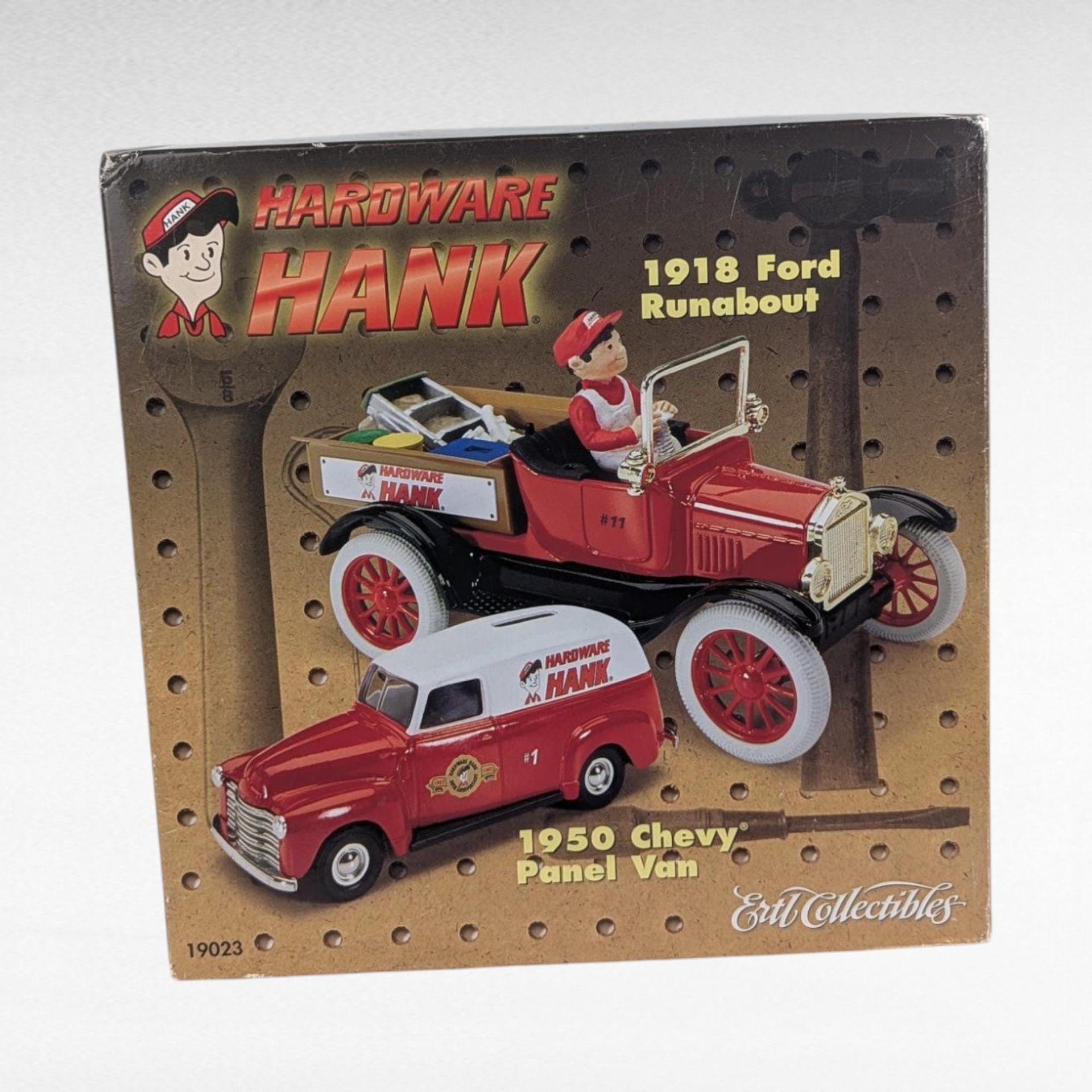 Vintage 1999 ERTL Hardware Hank Diecast Car Set - 1918 Ford Runabout & 1950 Chevy Panel Van Collectibles