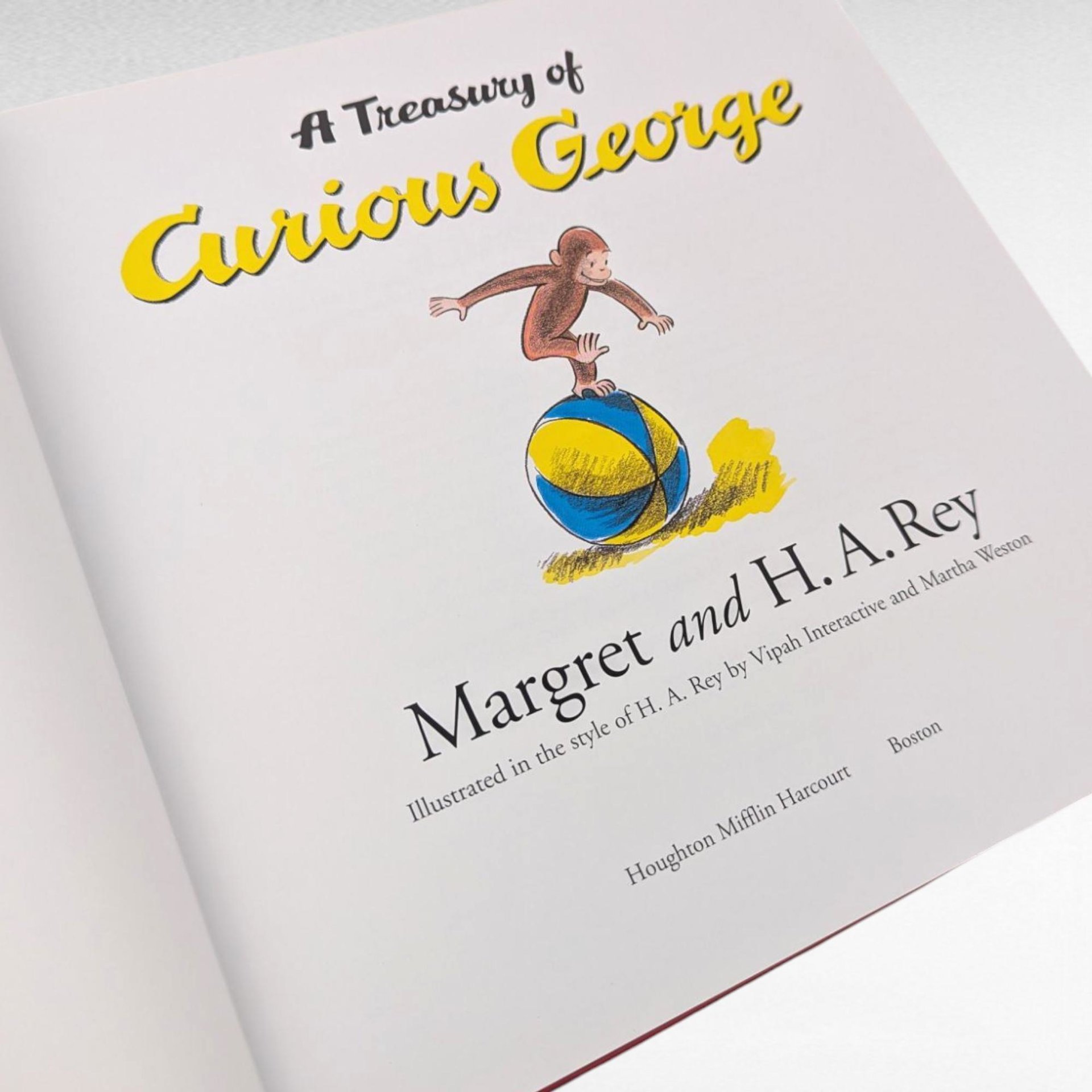 Vintage 2004 Curious George Treasury Hardcover 8 Stories Margret H.A. Rey Illustrated Children's Book Gift for Kids