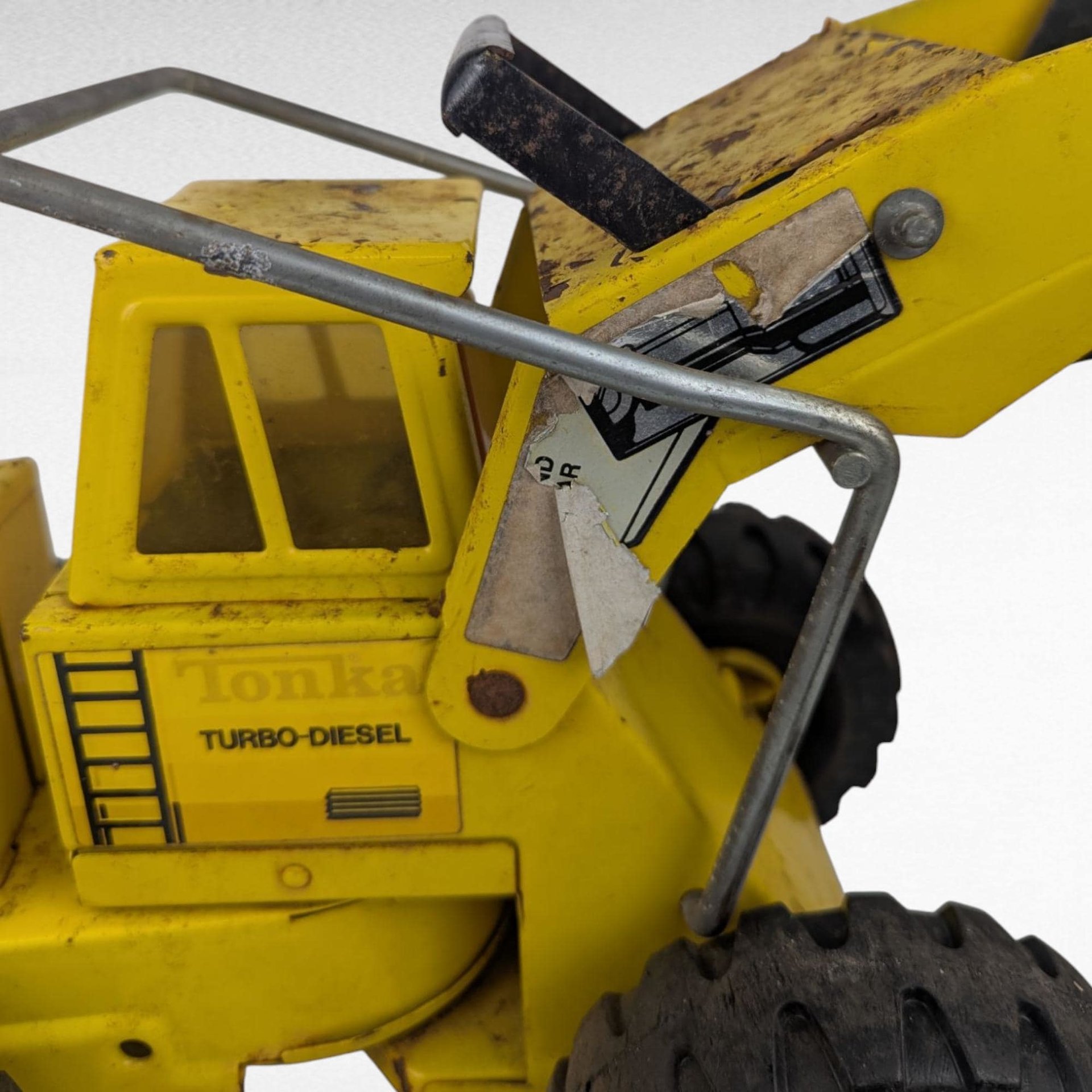 Vintage Yellow Tonka Turbo Diesel Front End Loader Toy, Classic Construction Vehicle, Collector Display, Kids Pretend Play