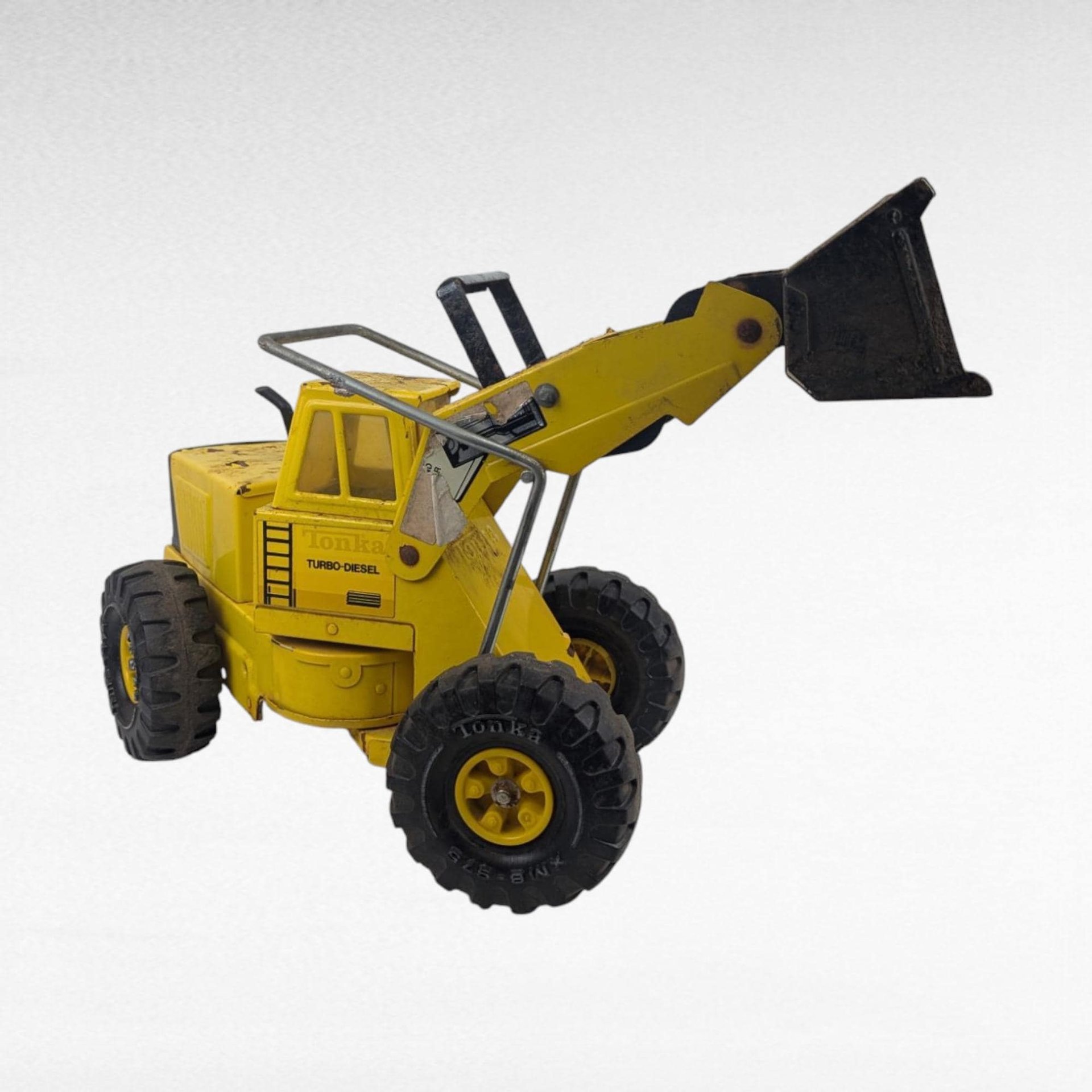 Vintage Yellow Tonka Turbo Diesel Front End Loader Toy, Classic Construction Vehicle, Collector Display, Kids Pretend Play