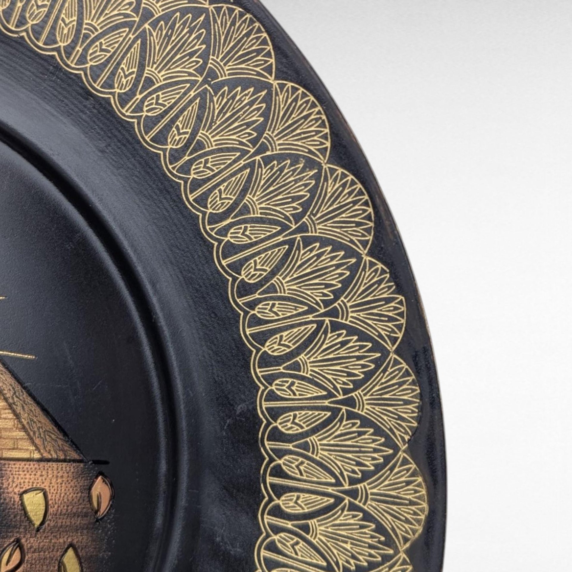 Vintage Egyptian Brass Decor Plate, Sphinx, Pyramids, Wall Hanging, Gift