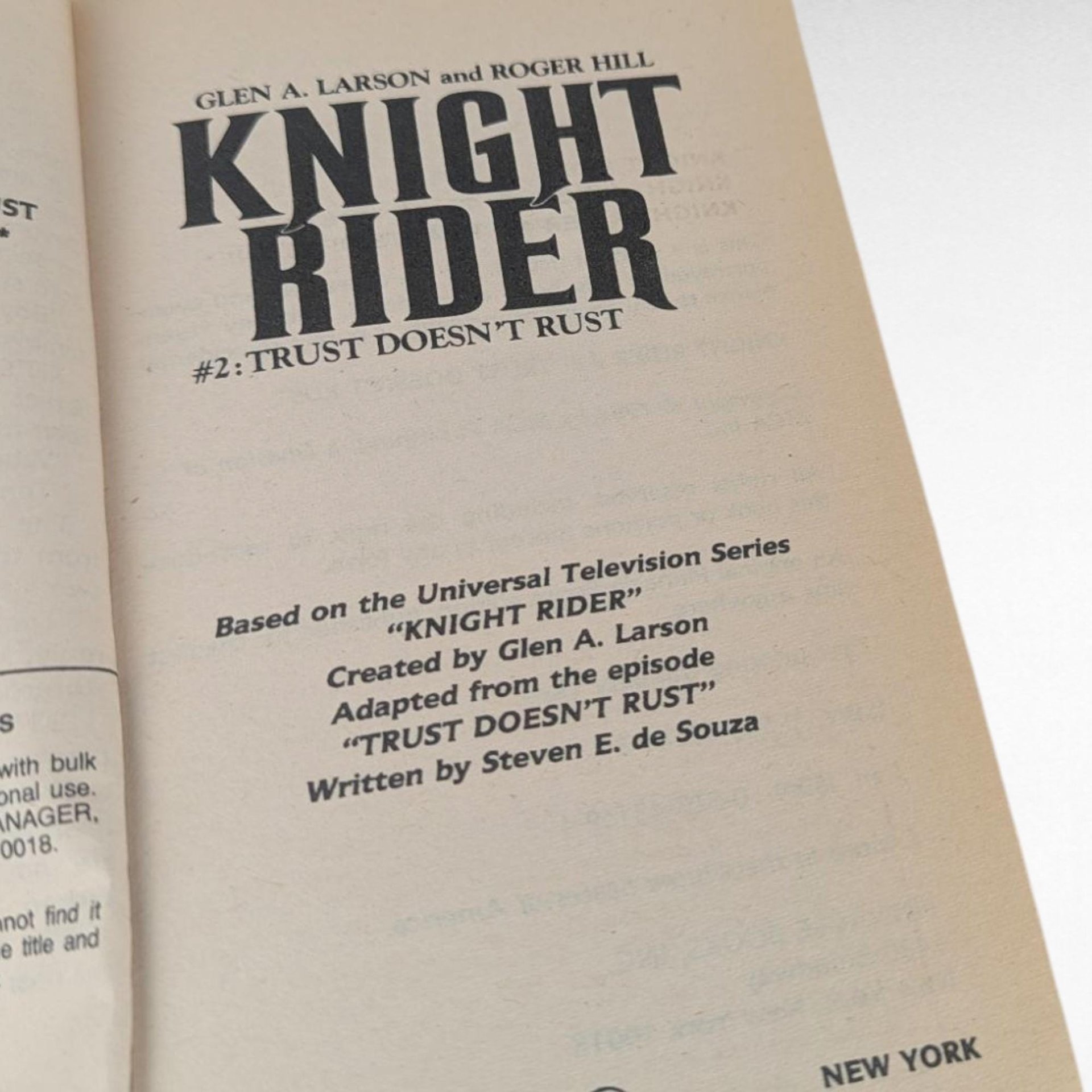Vintage 1984 Knight Rider Book, Trust Doesn't Rust, First Printing, Glen A. Larson, TV Show Tie-in, 80s Nostalgia