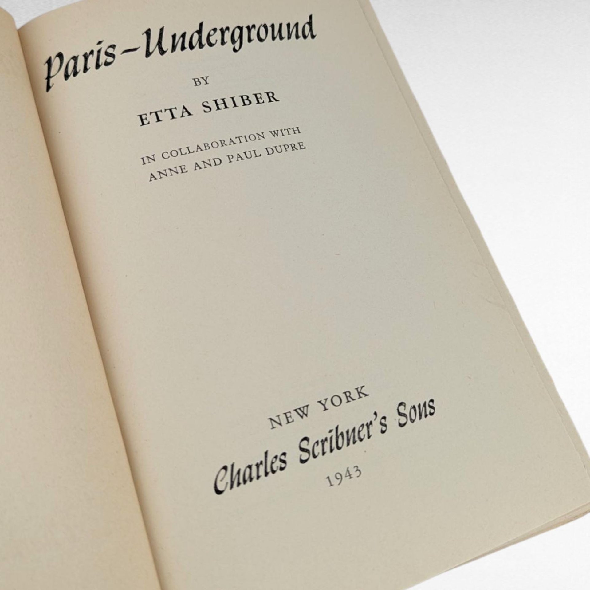 1943 Paris Underground Book Etta Shiber WWII Resistance Memoir Historical Literature Gift for History Buffs