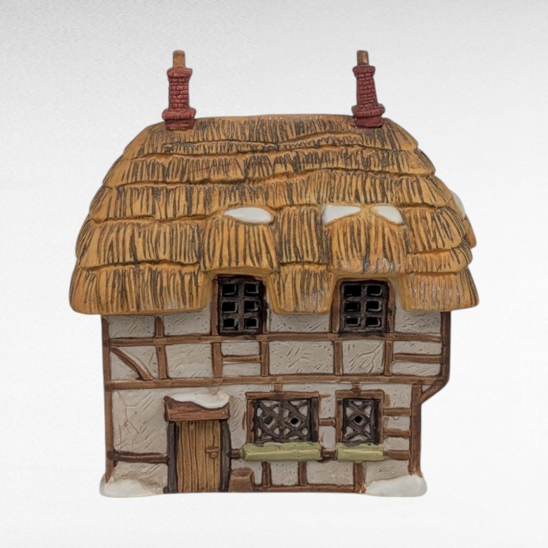 Vintage 1985 Dept 56 Dickens Village Thatched Roof Cottage Lighted House With Box & Cord, D56 Christmas Collectible English Decor
