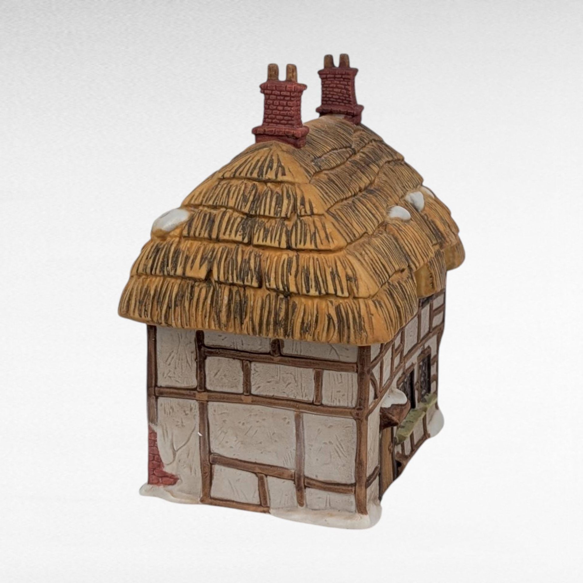 Vintage 1985 Dept 56 Dickens Village Thatched Roof Cottage Lighted House With Box & Cord, D56 Christmas Collectible English Decor