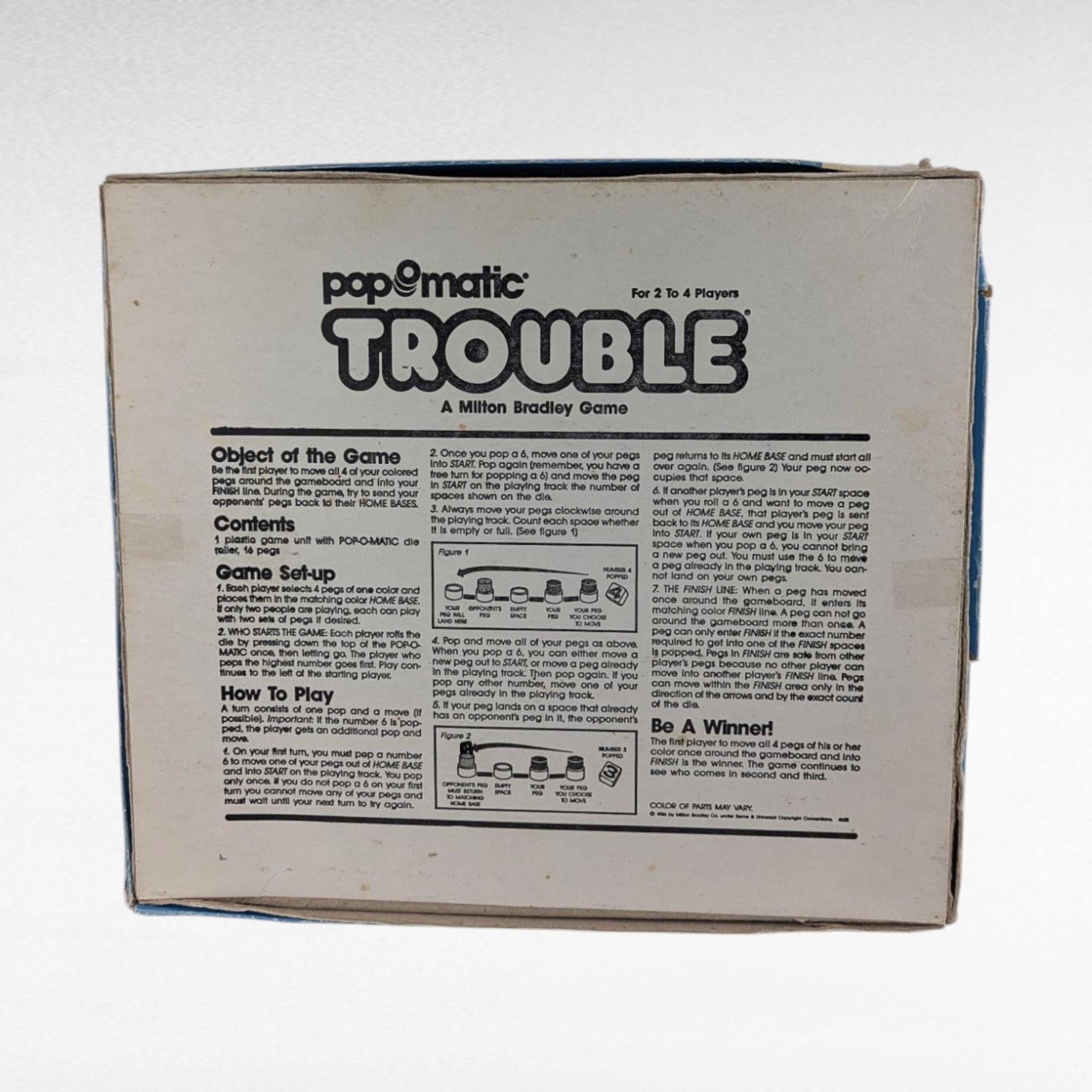 Vintage 1986 Pop O Matic Trouble Game, Milton Bradley Family Board Game, Classic Dice Popping Game