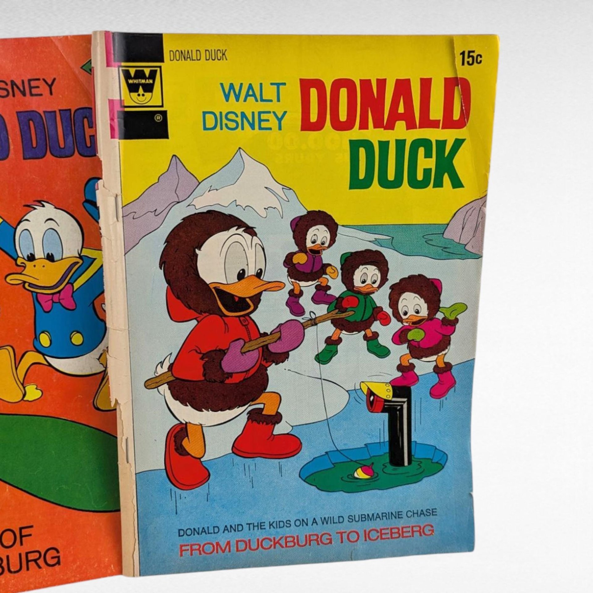Lot of 3 Vintage Donald Duck Comics, 1970s Walt Disney Whitman Gold Key Issues, The Giant of Duckburg #190, #148, #180 Comic Book Set