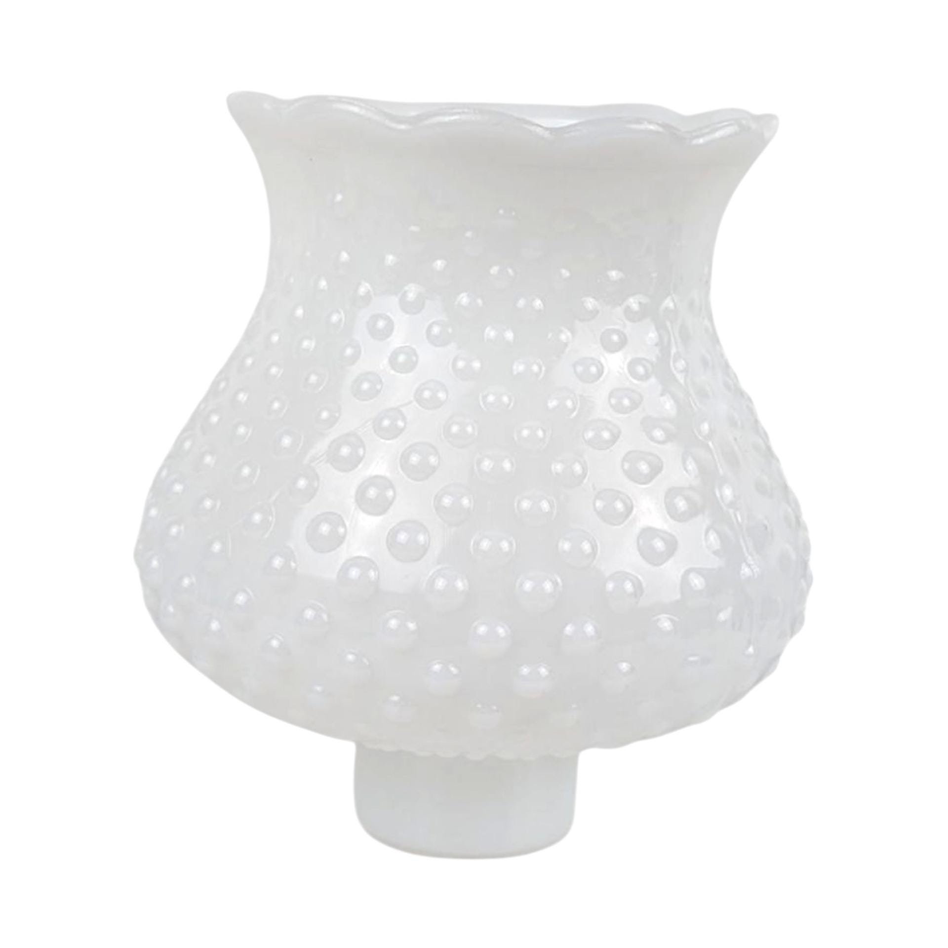 Vintage Milk Glass Hobnail Lamp Shade: Ruffled Globe