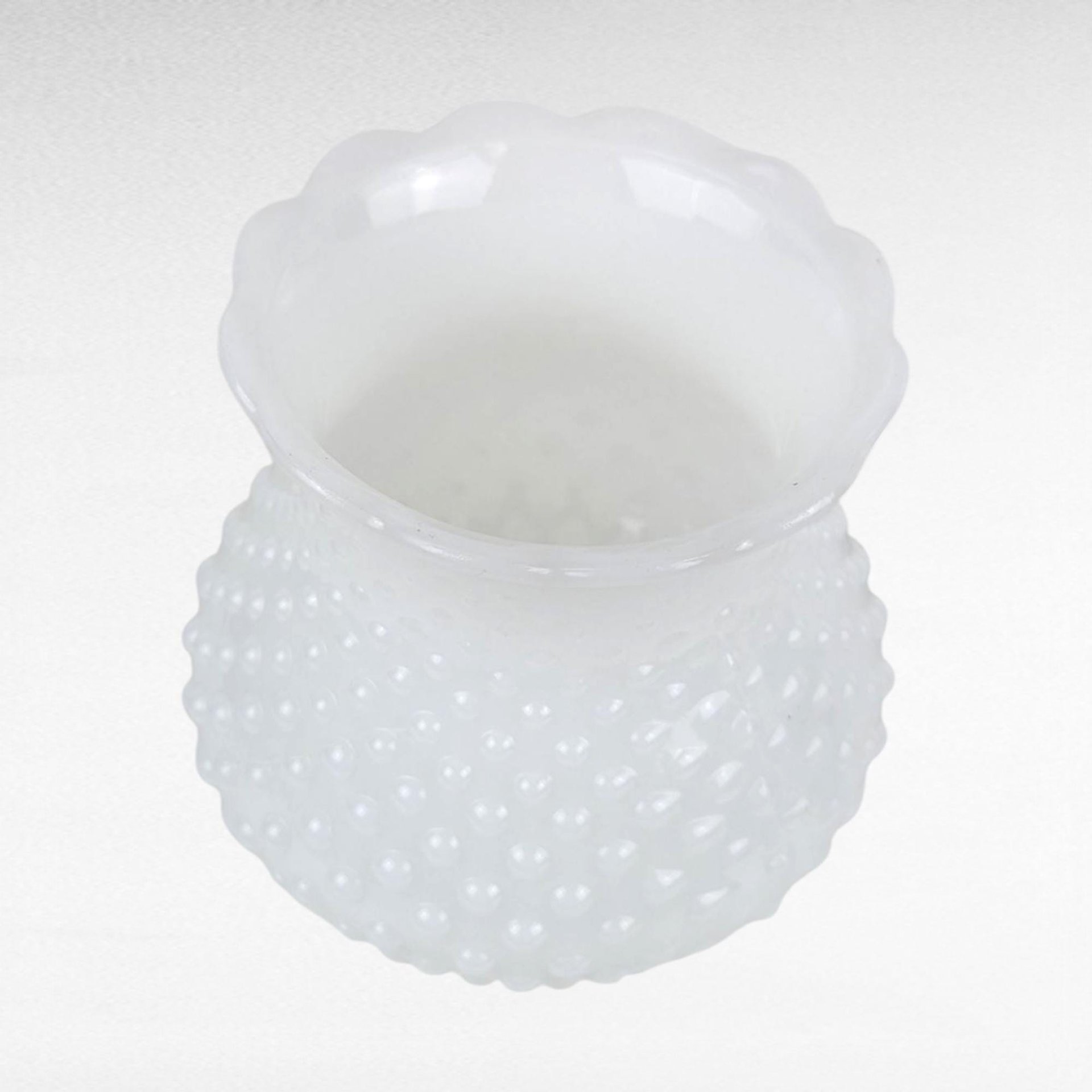 Vintage Milk Glass Hobnail Lamp Shade: Ruffled Globe