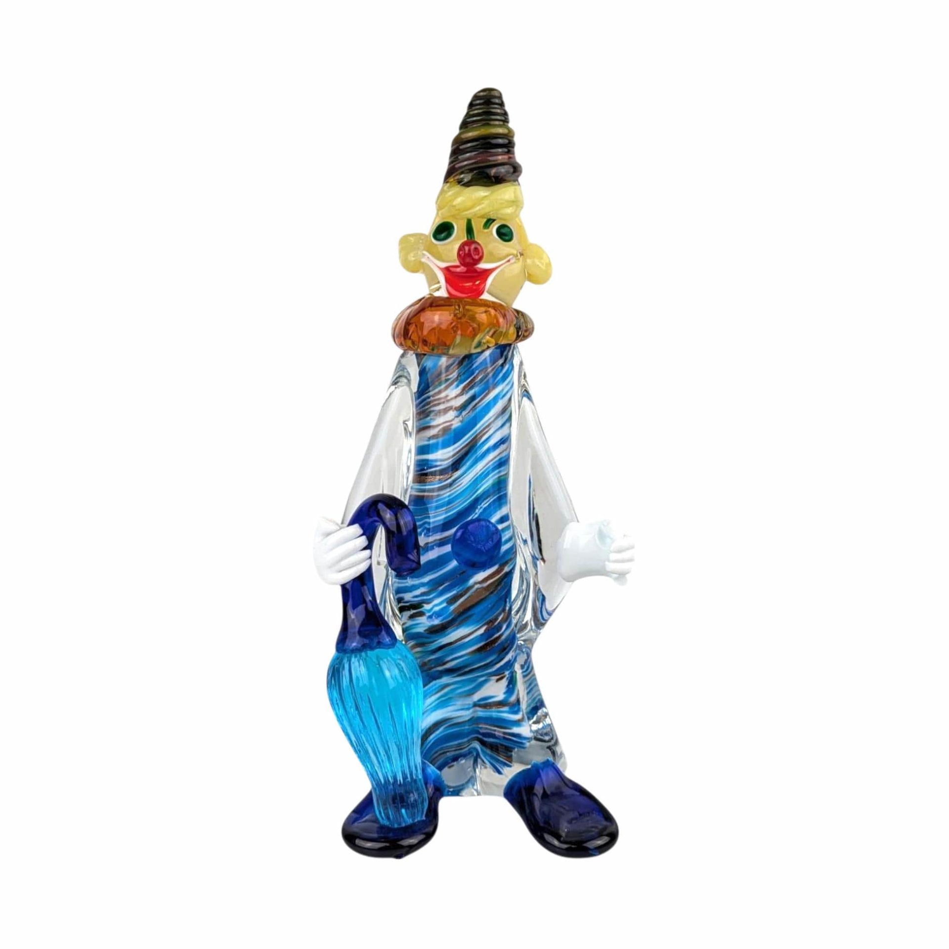 Vintage Hand Blown Glass Clown Figurine: Whimsical Decor (12 inch, AS-IS)