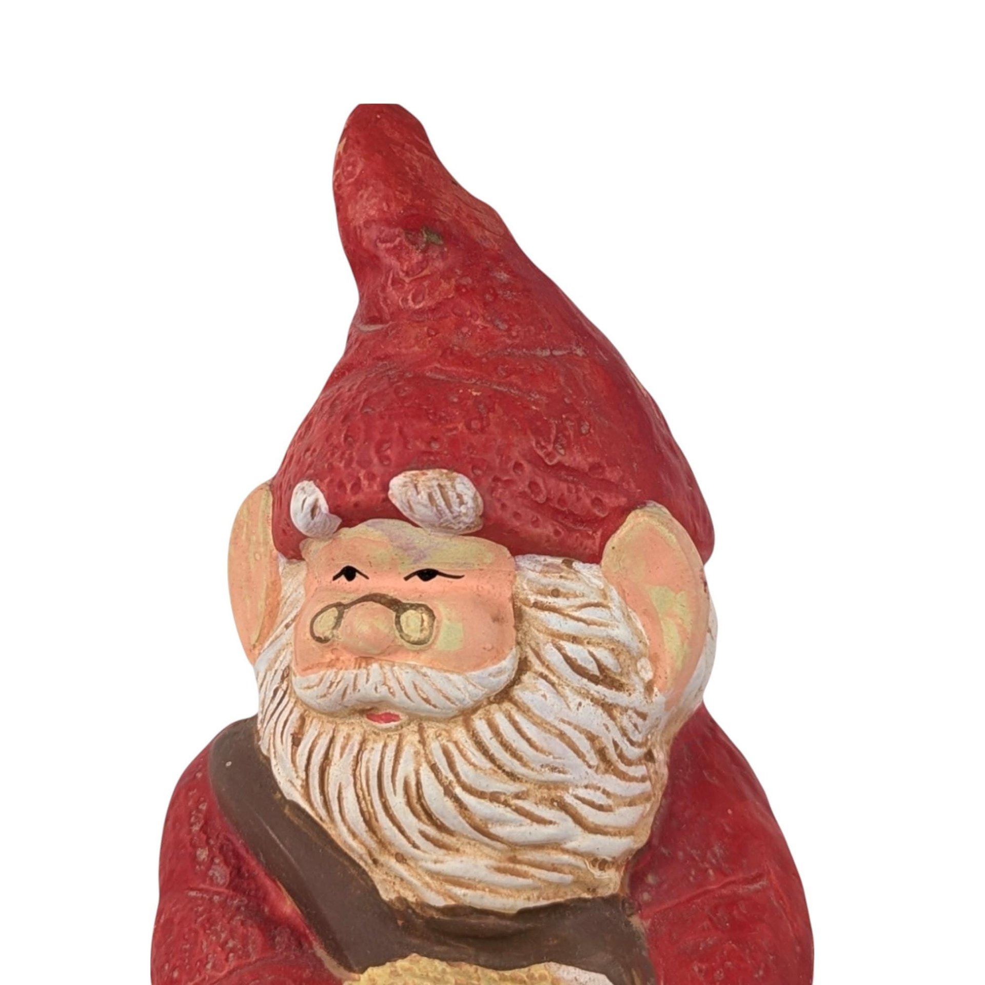Vintage Ceramic Gnome Figurine, 7.5 Inch Hand Painted Garden Decor, Collectible Gnome, Gift for Gnome Lover