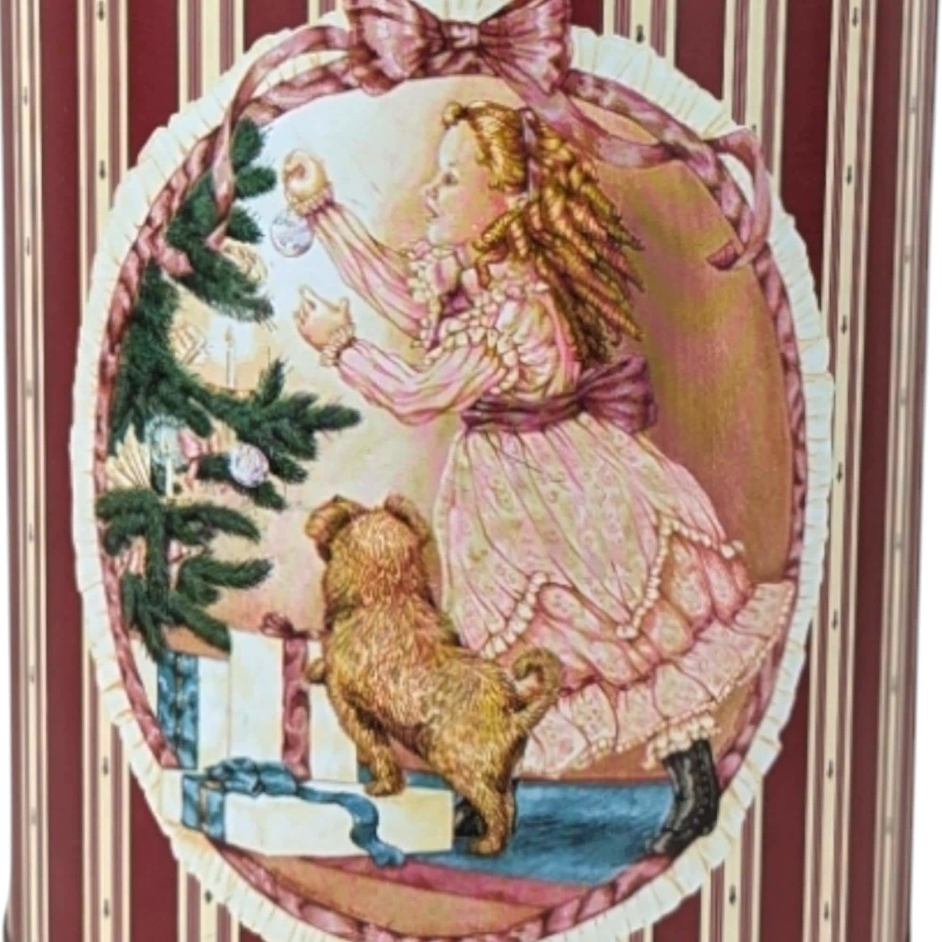 Vintage House of Lloyd Christmas Nesting Tins, Dog & Girl Design, Set of 3, Collectible Holiday Decor, Gift for Collector