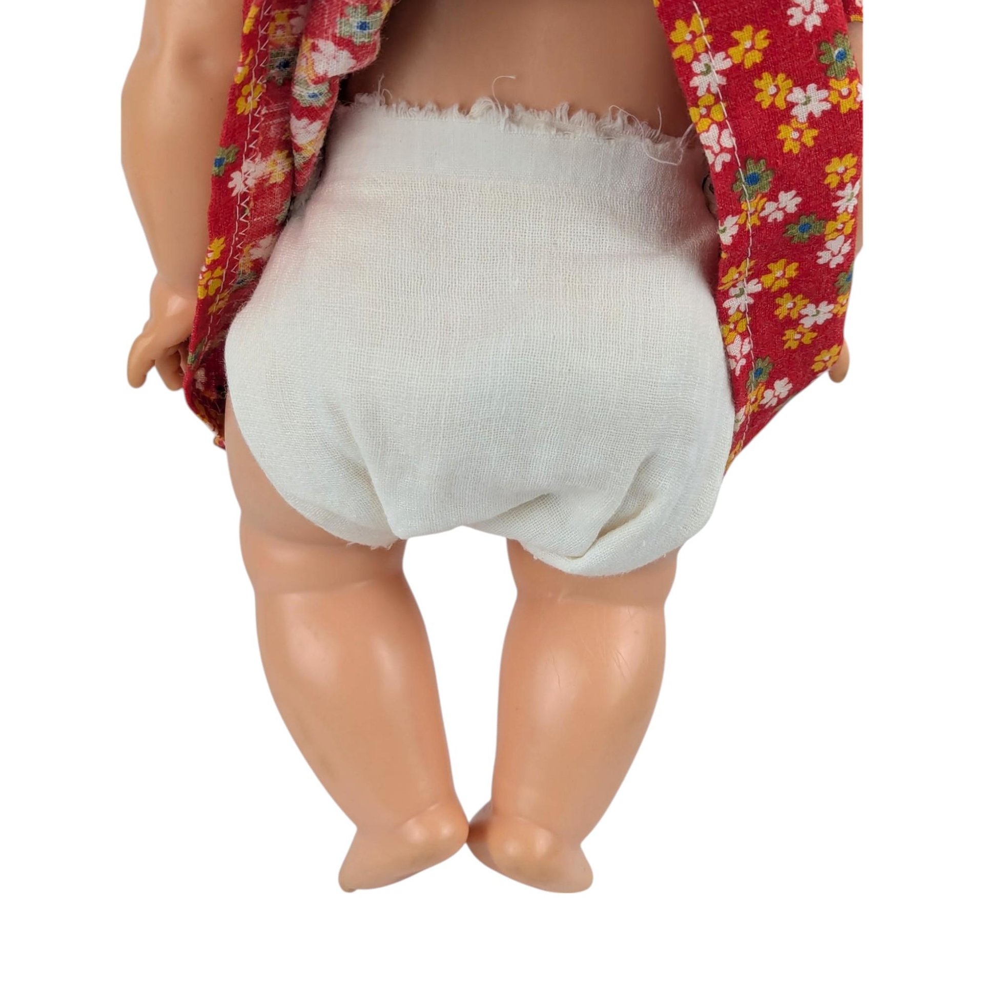 Vintage Eegee Baby Doll 14.5", Red Floral Dress, Moving Arms & Legs, Open and Close Eyes, Collectible Doll, Play Doll