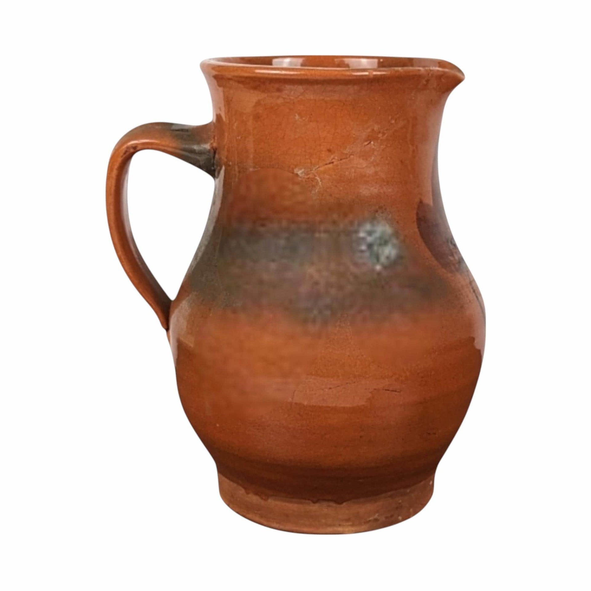 Vintage Handmade Stoneware Pitcher, Rustic Home Decor, Brown Pottery, 7.5 Inches, Country Farmhouse Style