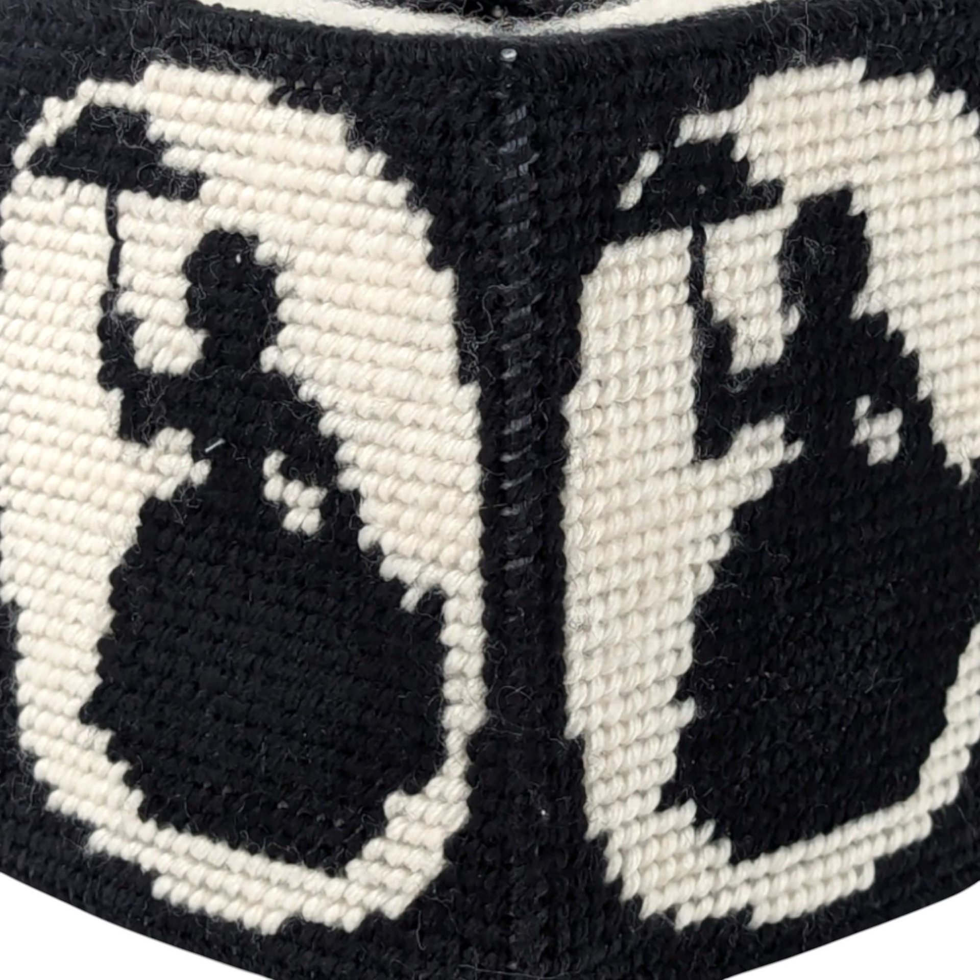 Vintage Handmade Tissue Box Cover, Black & White Needlepoint Lady with Umbrella, Cube Box Cover, Unique Home Decor, Gift for Her