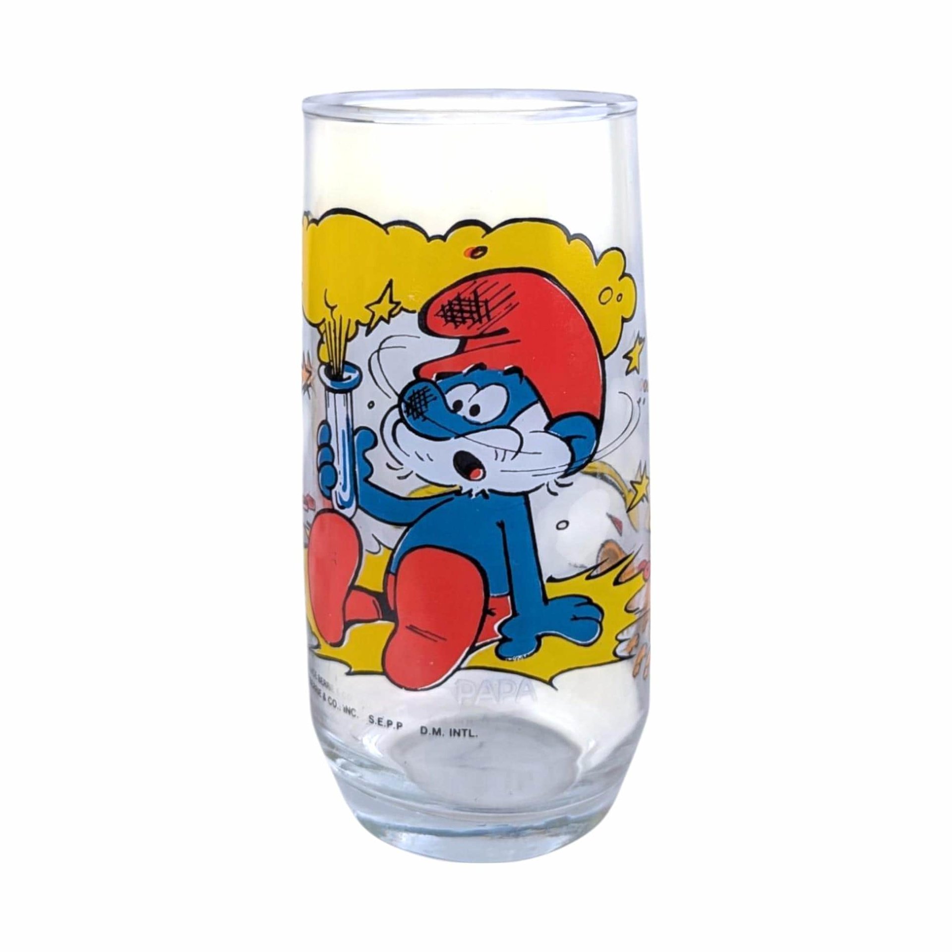 Vintage 1982 Smurf Tumblers, Set of 4, Papa, Jokey, Gargamel, Handy Smurf, Collectible Smurf Glasses, Gift for 80s Nostalgia