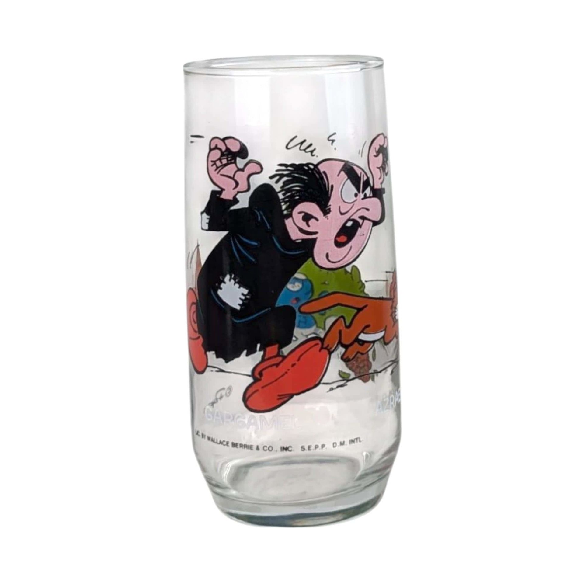 Vintage 1982 Smurf Tumblers, Set of 4, Papa, Jokey, Gargamel, Handy Smurf, Collectible Smurf Glasses, Gift for 80s Nostalgia