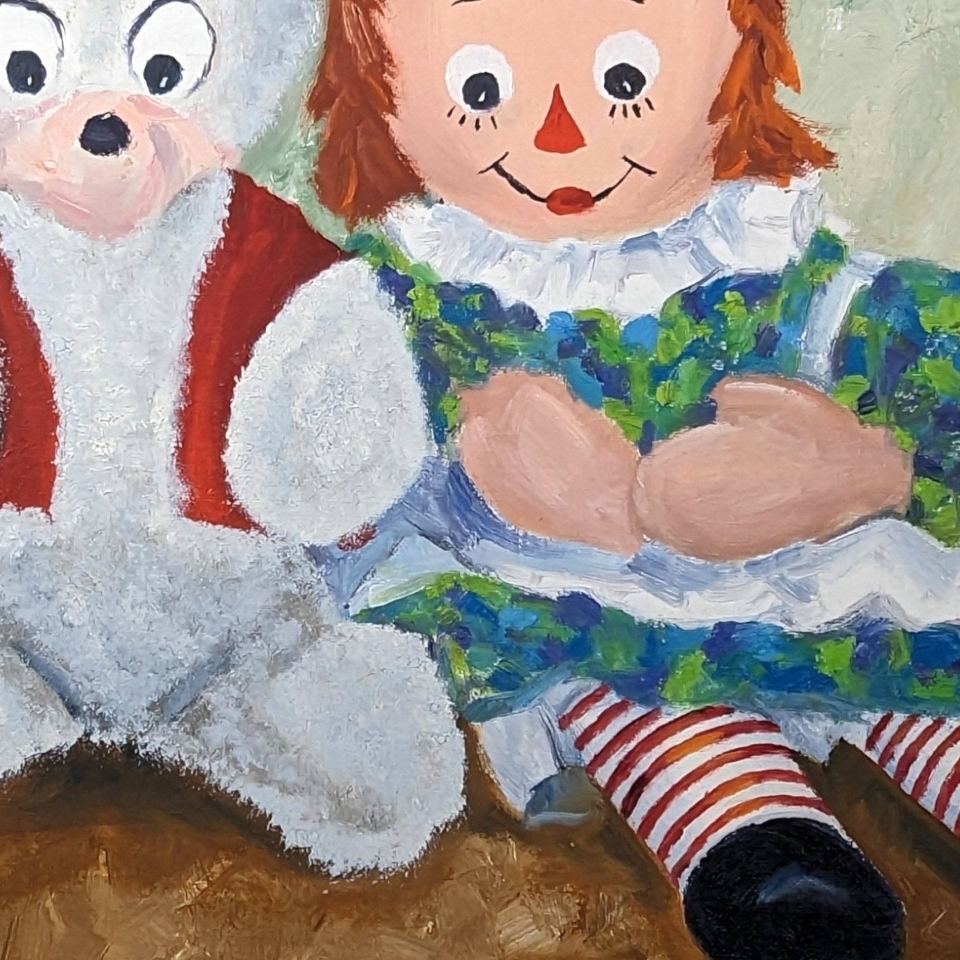 1973 Vintage Raggedy Ann Painting | Framed Artwork | Mouse | Harriet Ellis | Collectible