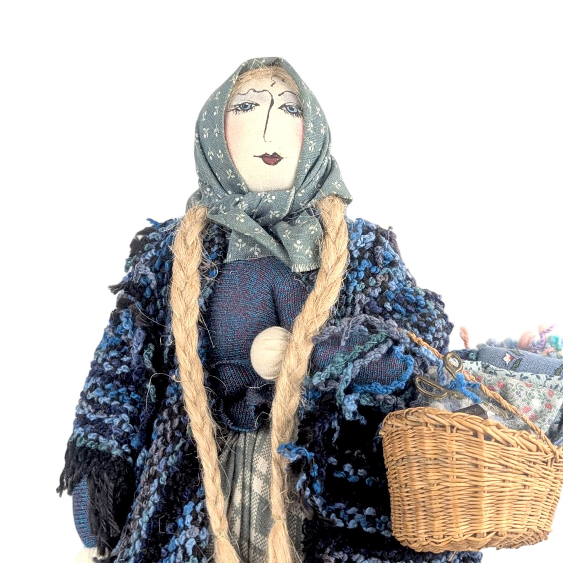 1989 Gretchen Lima Folk Art Doll, Signed, Vintage Textile Doll, Handmade Doll, Collectible Doll, Unique Gift, Folk Art Decor