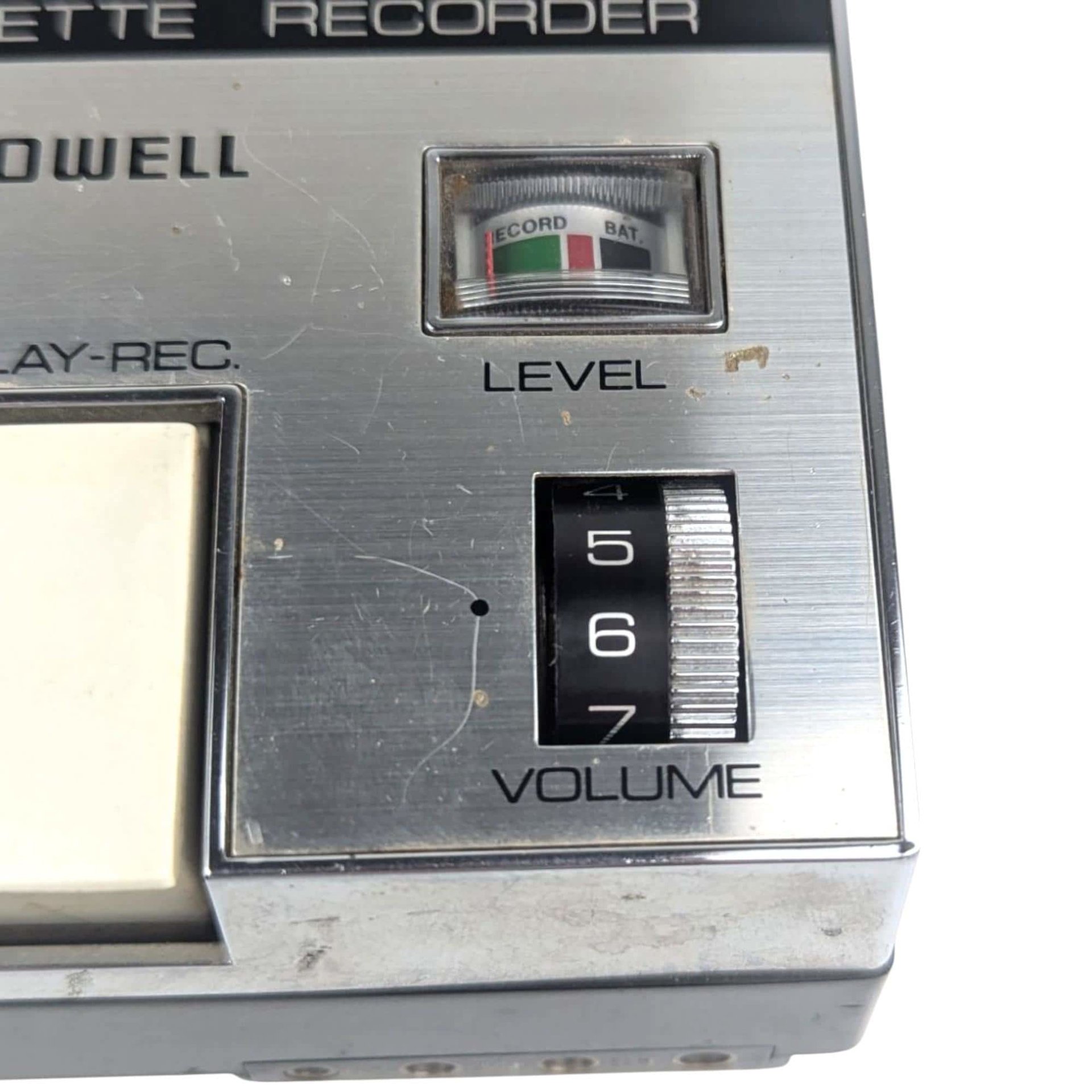 Vintage Bell & Howell Cassette Recorder Player, 1970s Solid State Portable Audio with Woodgrain Finish, Film and Stage Prop