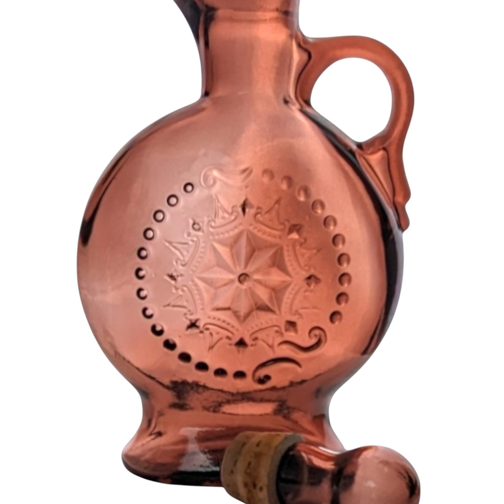 Vintage Amethyst Glass Decanter, Purple Glass Bottle with Stopper, Embossed Design, Home Bar Decor, Mid-Century Modern