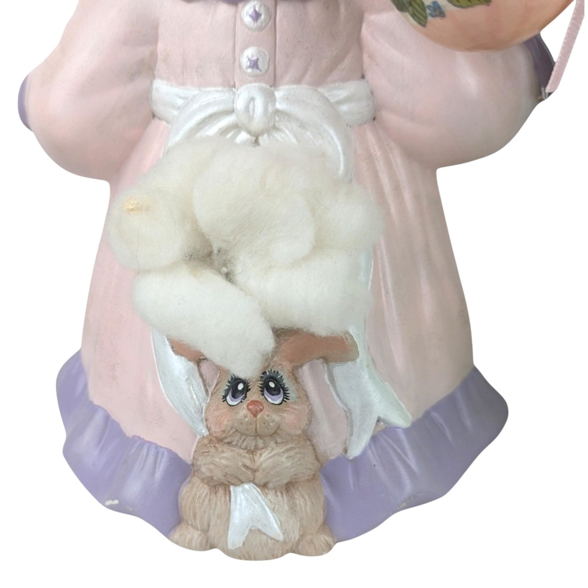 Vintage Pair of Ceramic Mother Rabbit with Babies Easter Figures | Easter Decor | Spring Decor | Bunny Figurines | Collectible Figurines