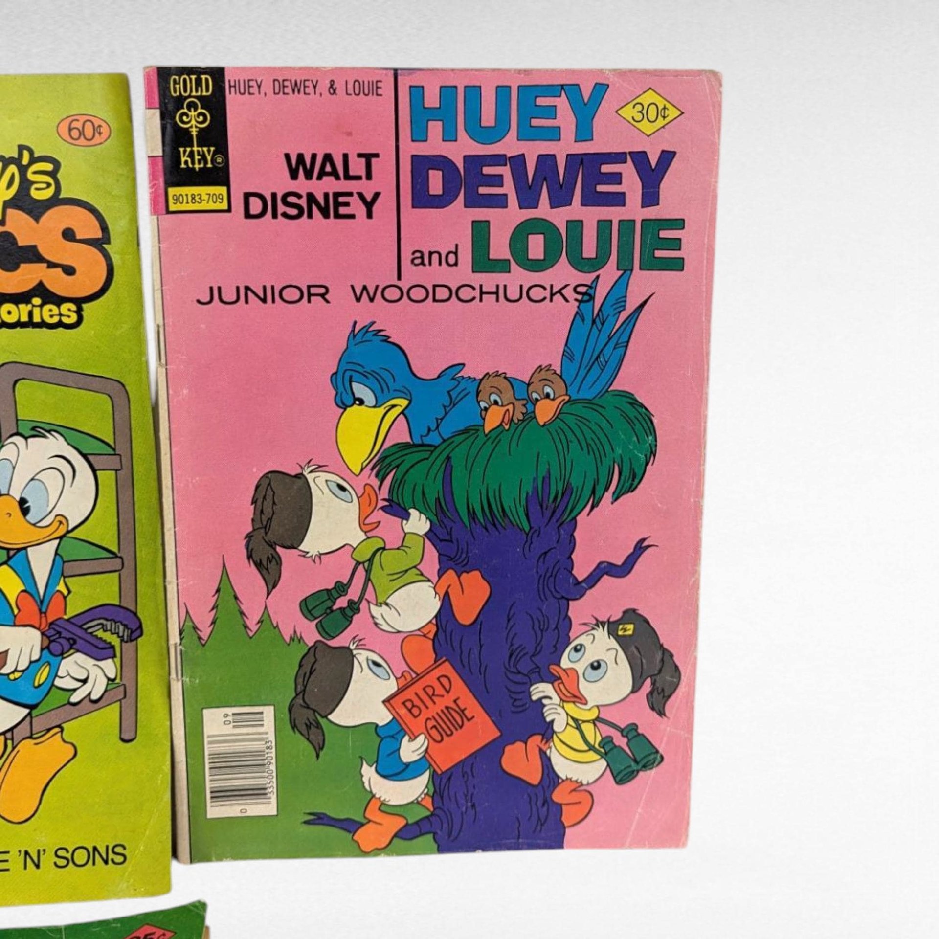 Vintage Disney Comic Book Lot of 3, 1960s-70s Whitman Comics, Huey Dewey & Louie, Chip n Dale, Low Grade Reader Copy Bundle