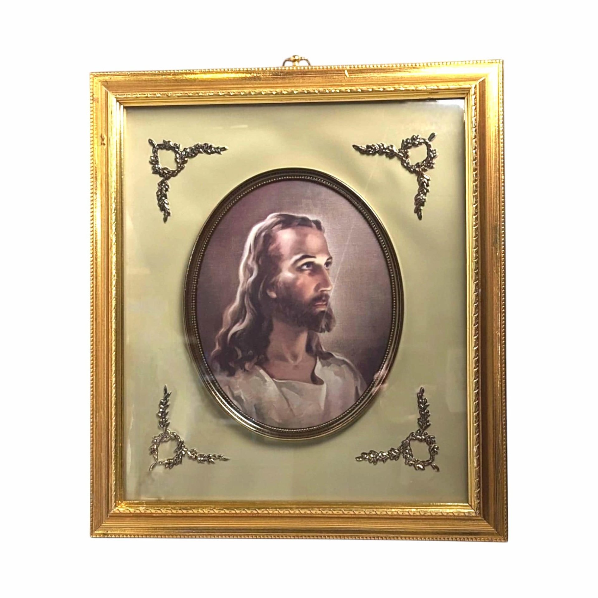 Vintage Turner Head of Christ Framed Picture | Religious Wall Art | 19 1/4" x 15 1/4"