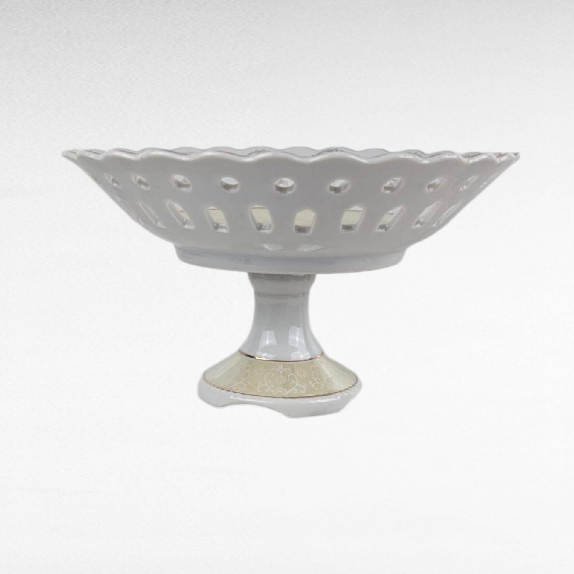 Vintage Arnart Pedestal Bowl, M4036 Reticulated Compote Dish, Fragonard Courting Couple Scene, Japanese Porcelain