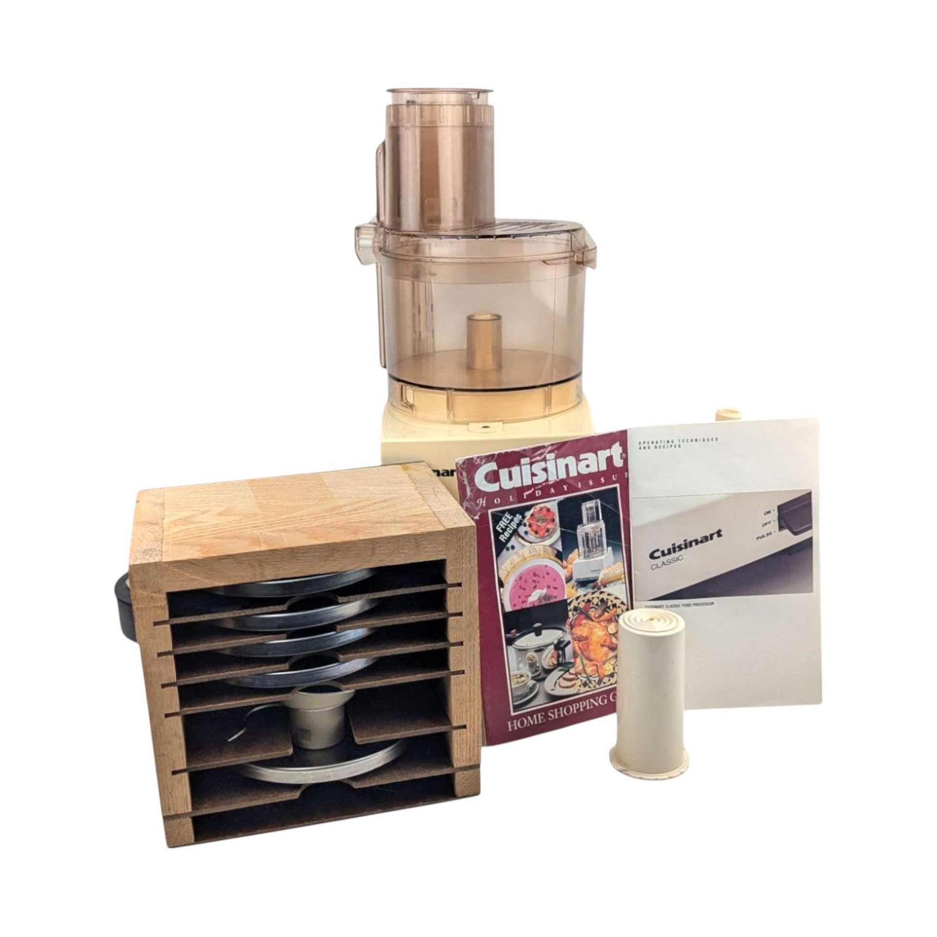 Vintage Cuisinart Food Processor with Wood Blade Caddy and Manual, Complete Appliance Set for the Home Chef