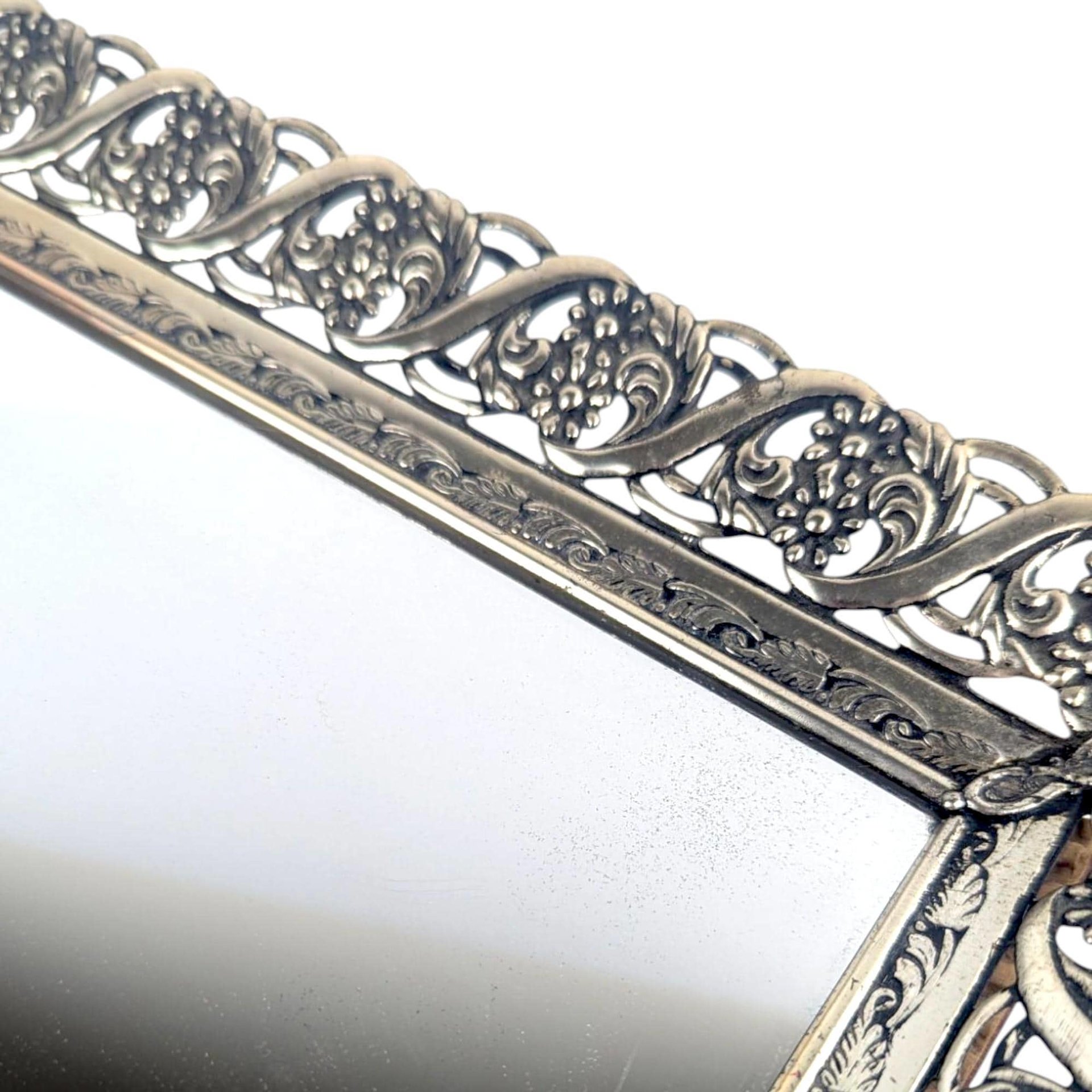 Vintage Vanity Mirror Tray : Ornate Metal Perfume Tray