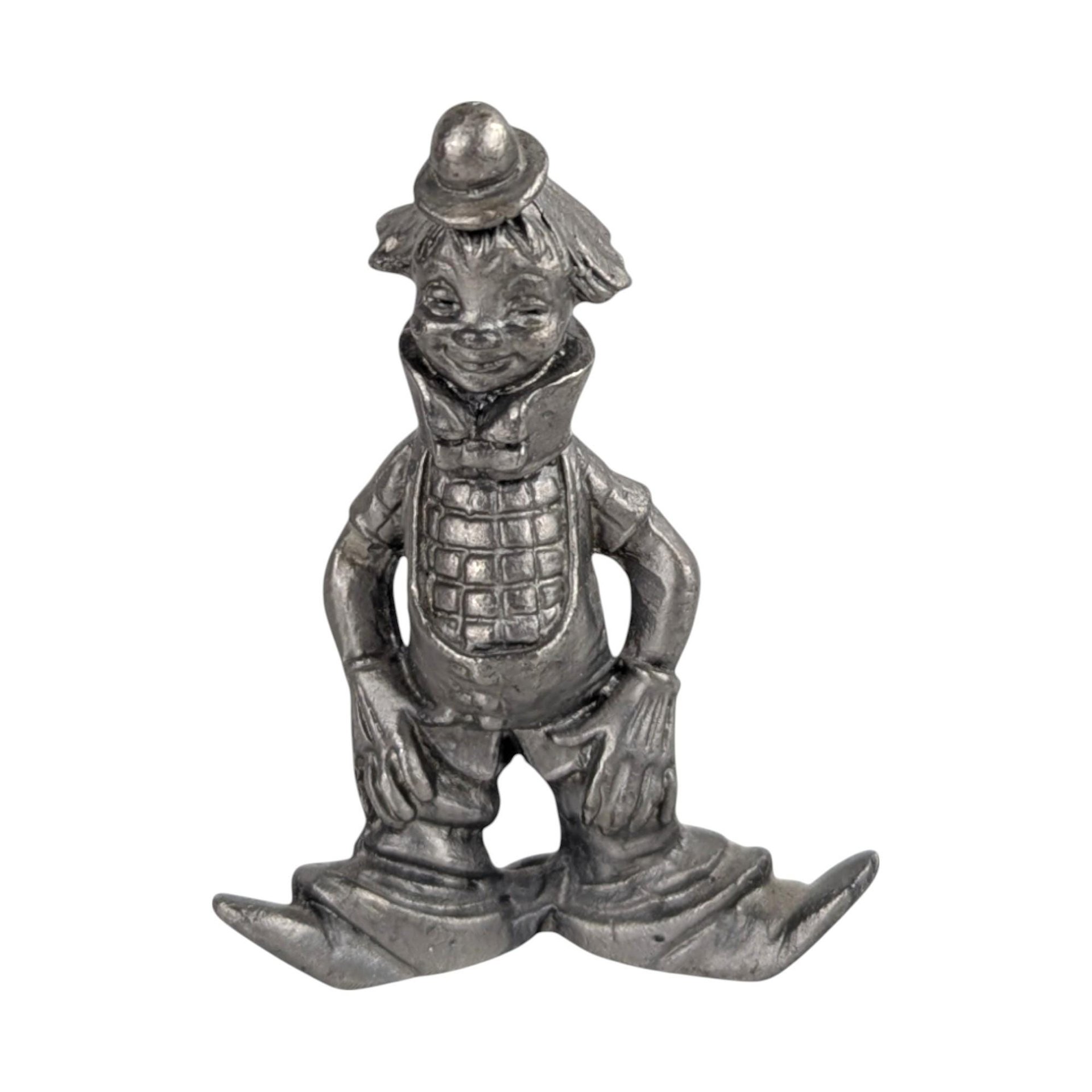 Vintage Pewter Clown Figurines Set, Metal Circus Clown Decor, Whimsical Clown Collection, Shelf Display
