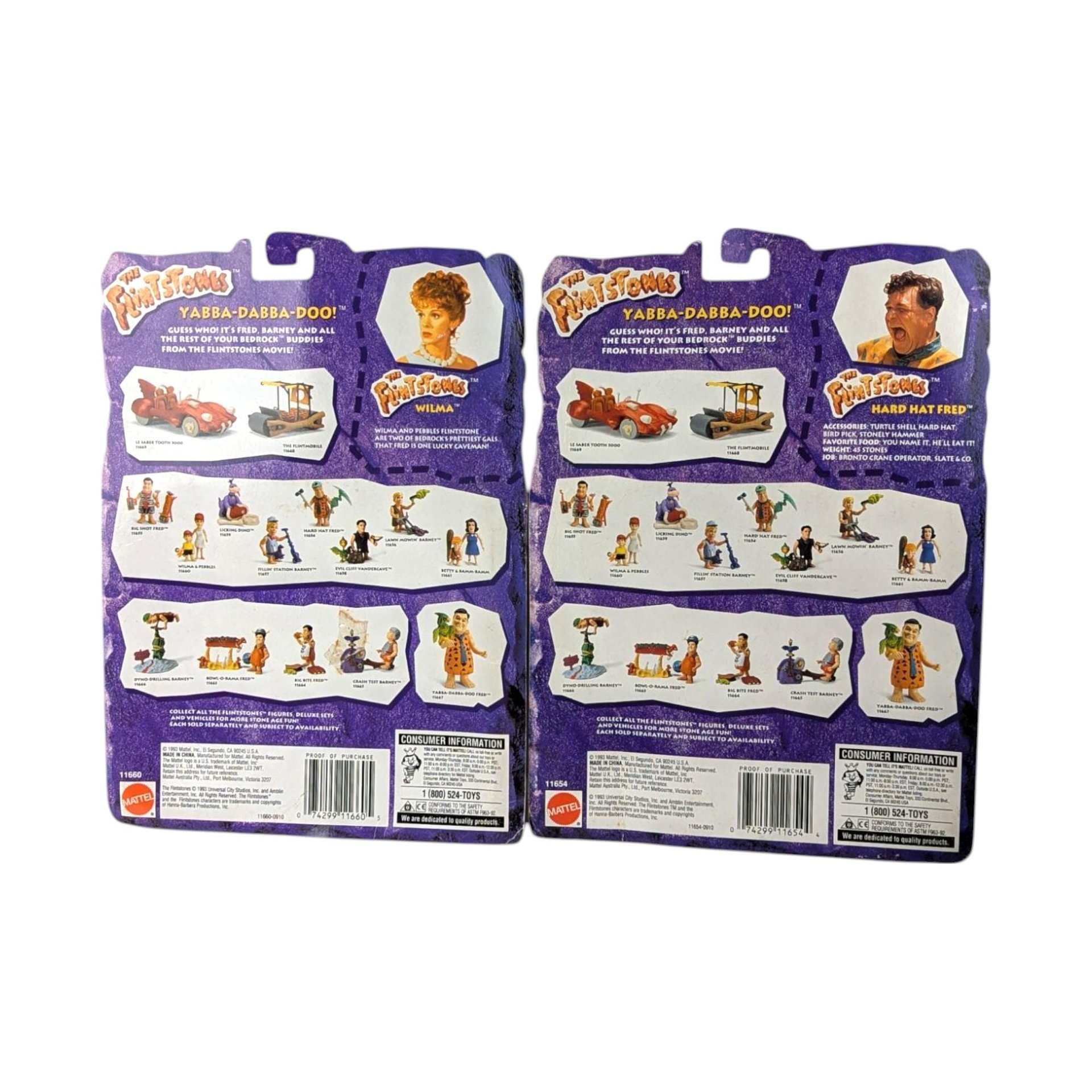 Mattel Flintstones Toy Set, Wilma & Pebbles, Hard Hat Fred, New in Package, Vintage Collectibles