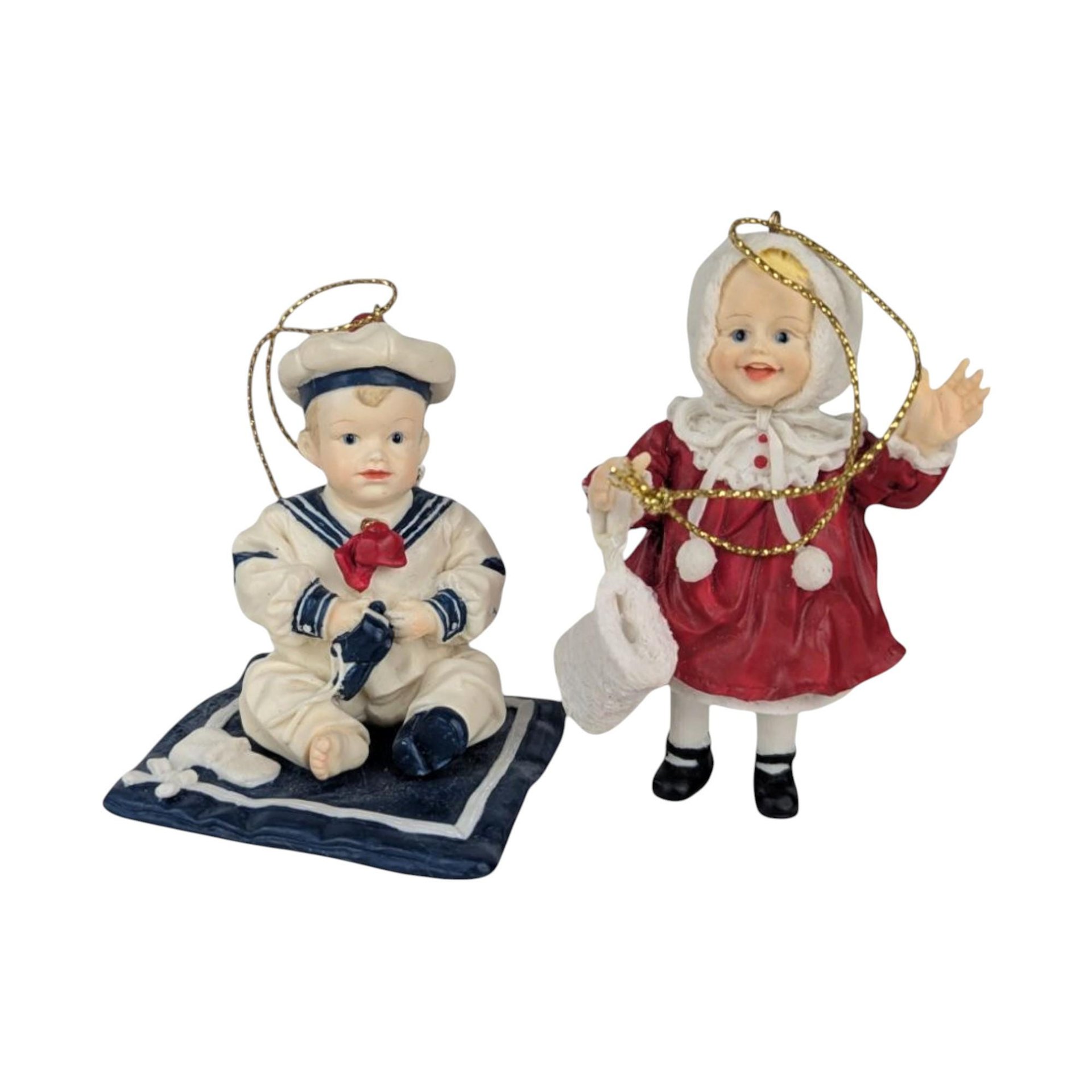 Vintage Ashton Drake Baby Ornaments, Set of 12, Resin Figurines, Collectible Nursery Decor, Christmas Tree Ornaments
