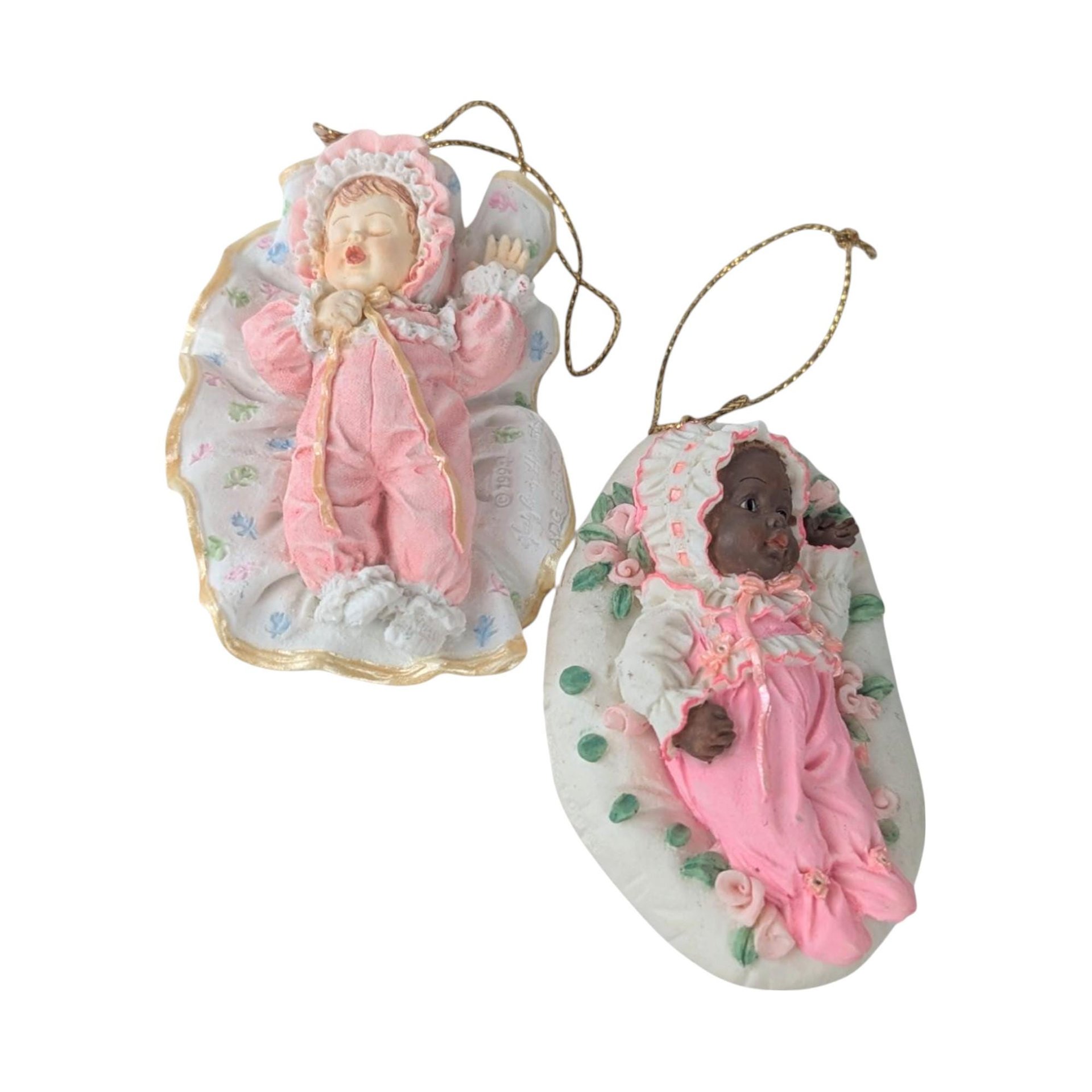 Vintage Ashton Drake Baby Ornaments, Set of 12, Resin Figurines, Collectible Nursery Decor, Christmas Tree Ornaments